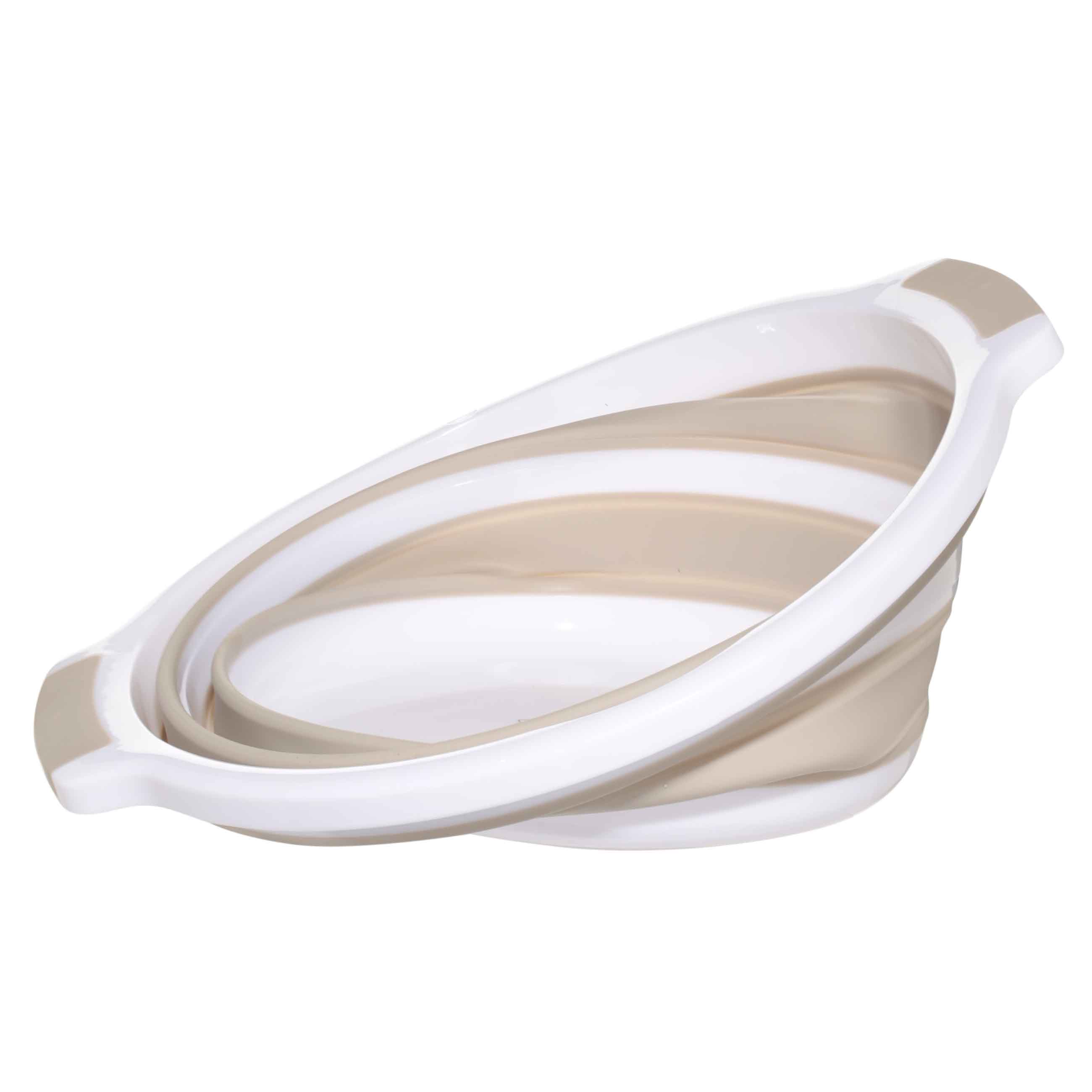 Foldable basin, 10 l, plastic / rubber, gray-beige, Foldaway
