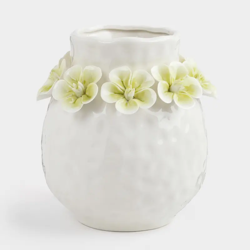 Flower vase, 20 cm, decorative, porcelain P, beige-green, Flowers, Bloome ,image-0