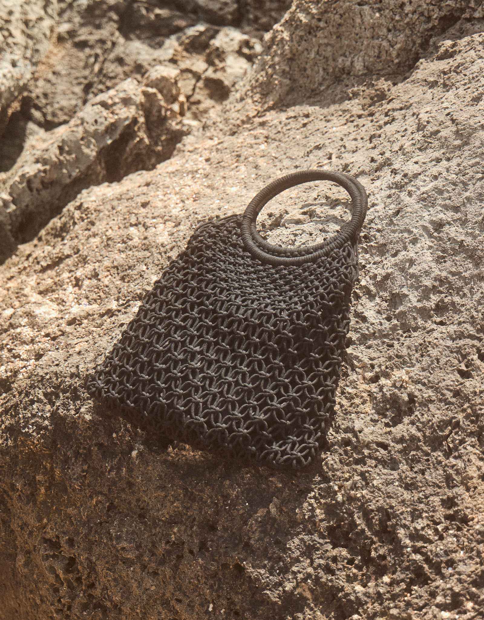 Beach bag, 35x28 cm, wicker, polyester, black, Stintino, image-7