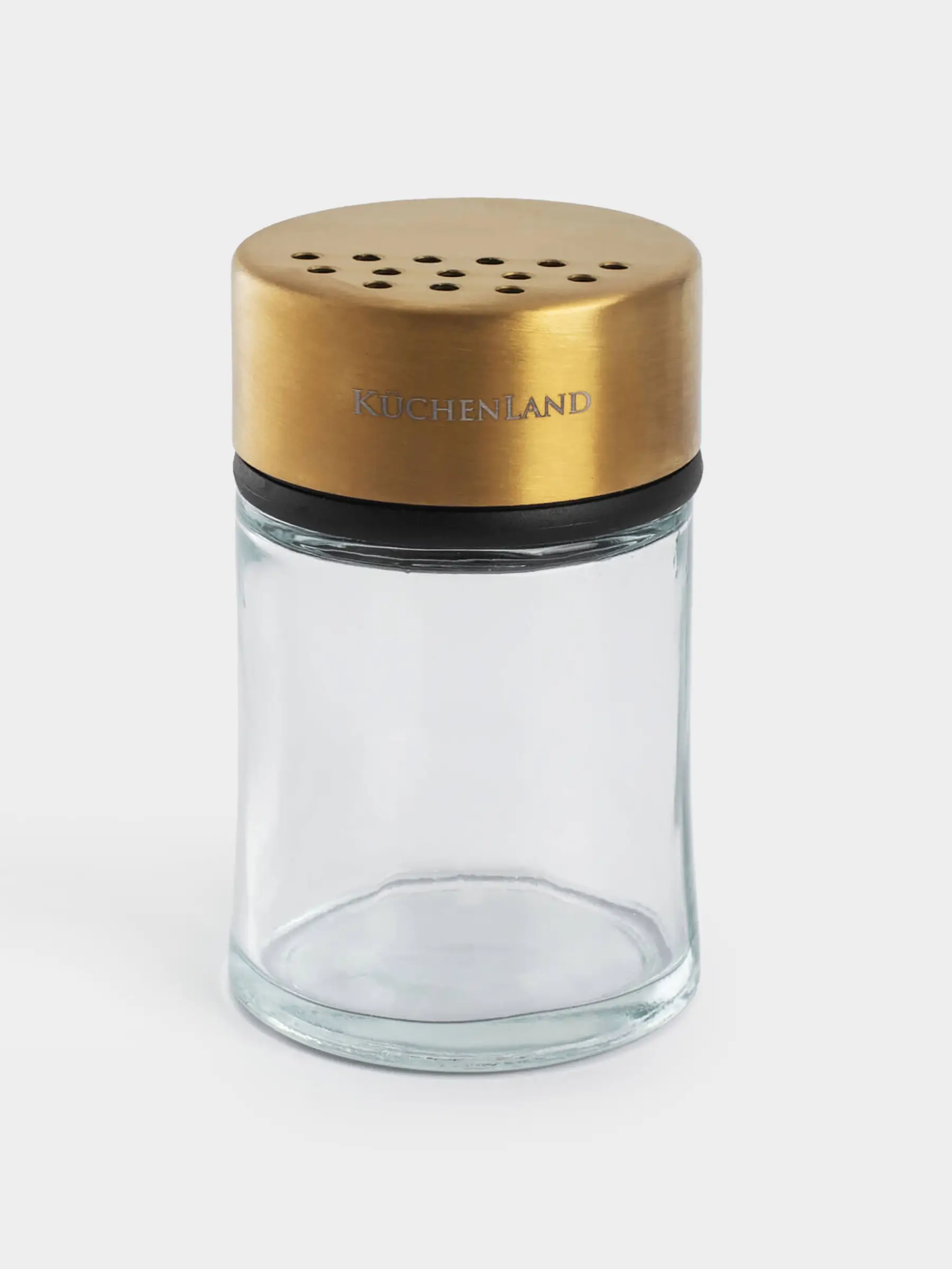 Spice container, 9 cm, with large holes, glass / steel, golden, Classic gold, image-0
