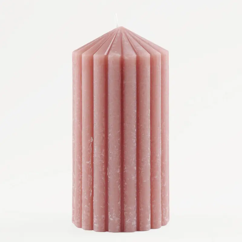 Candle, 11 cm, cylindrical, green, Ribbed candle