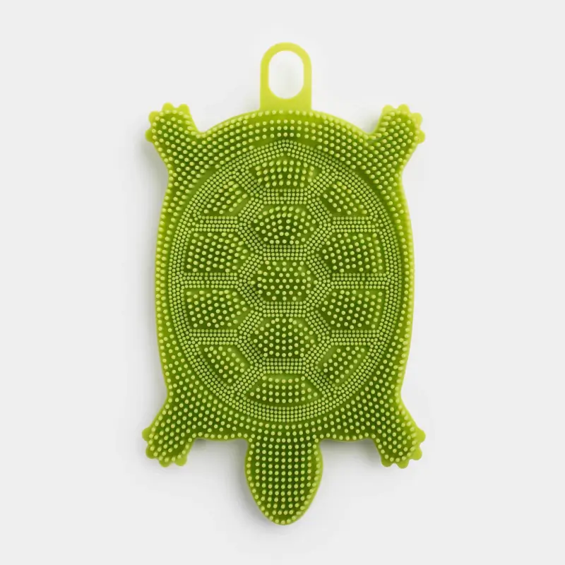 Dish washing sponge, 13 cm, Silicone, Green, Turtle, Manny ,image-0