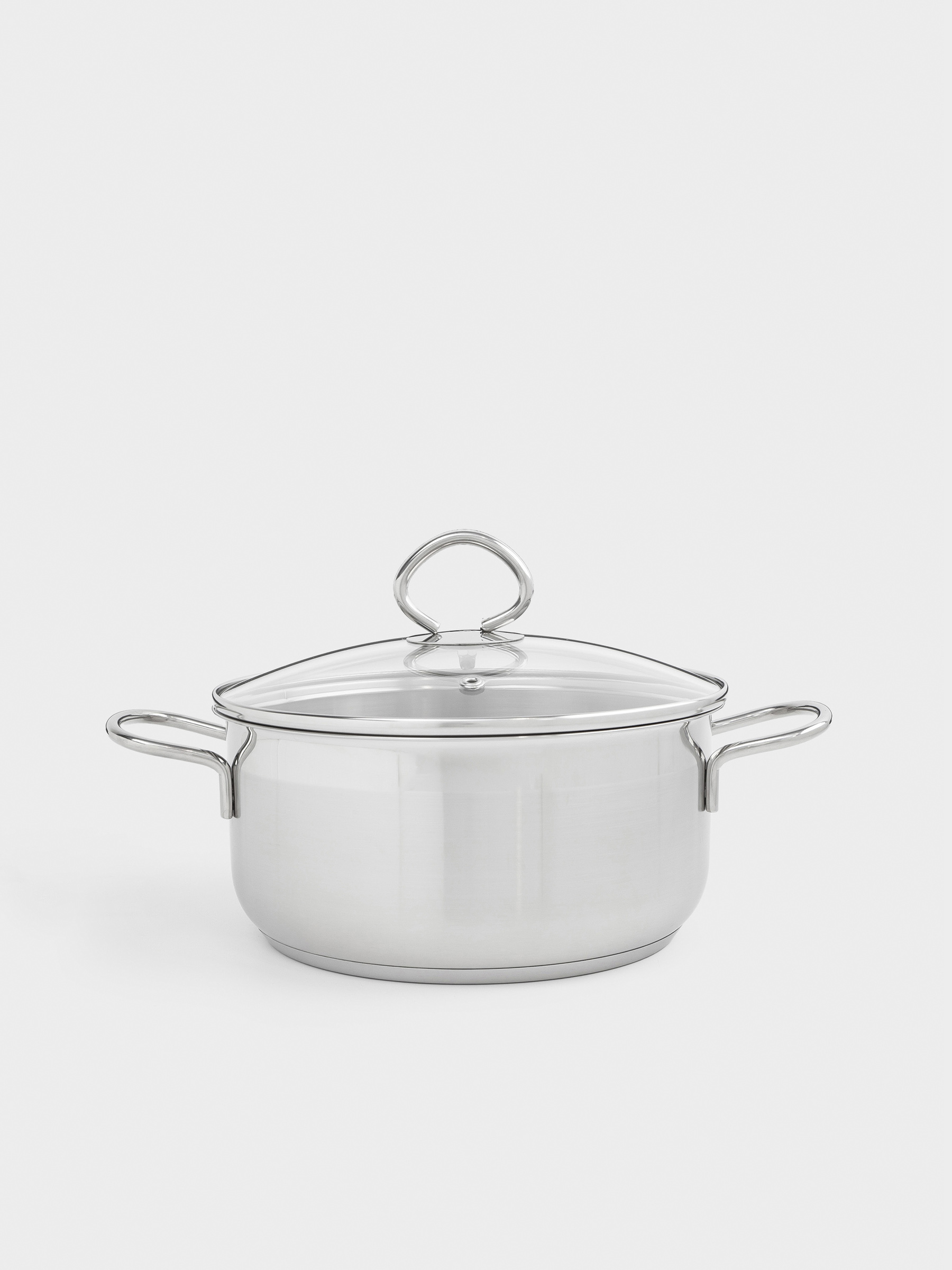 Pot, 20 cm, 2.8 l, with lid, steel / glass, Egoist lite, image-0