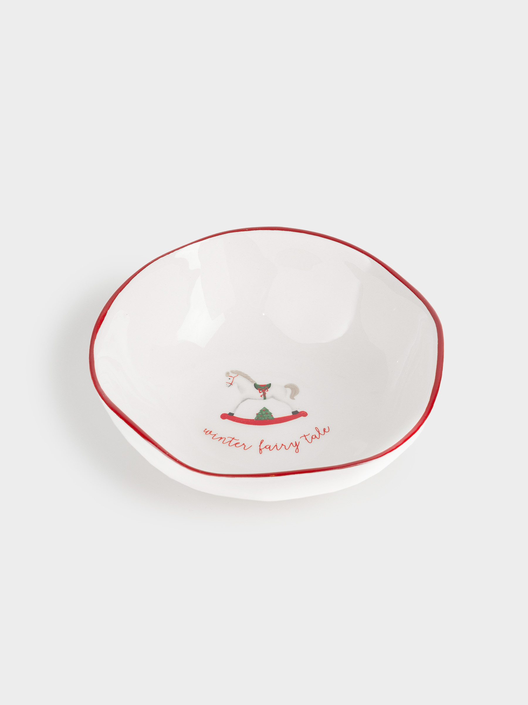 Salad bowl, 15x5 cm, 370 ml, ceramic, Horse, Christmas tree, image-1