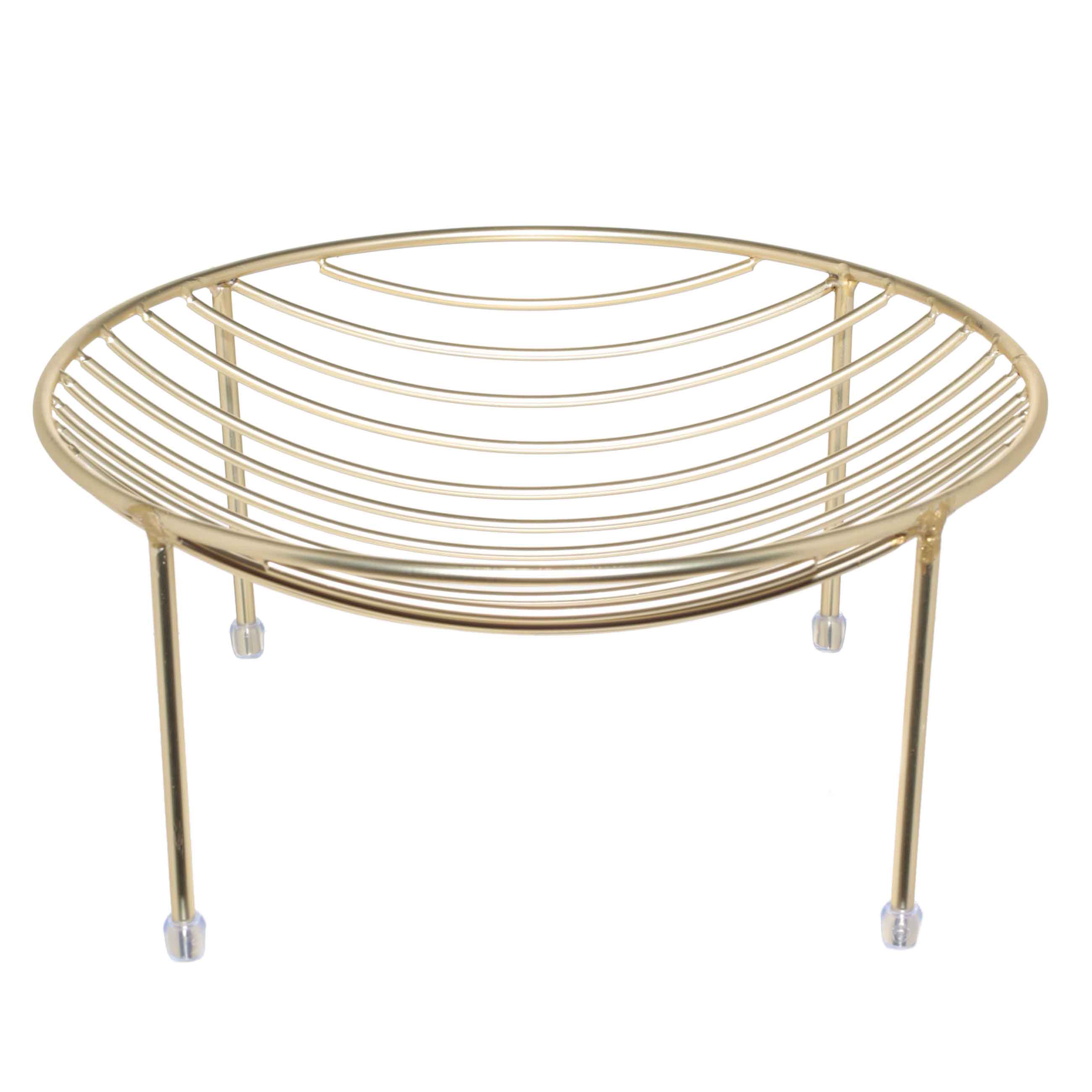 Fruit basket, 26 cm, with legs, metal, golden, Twist gold