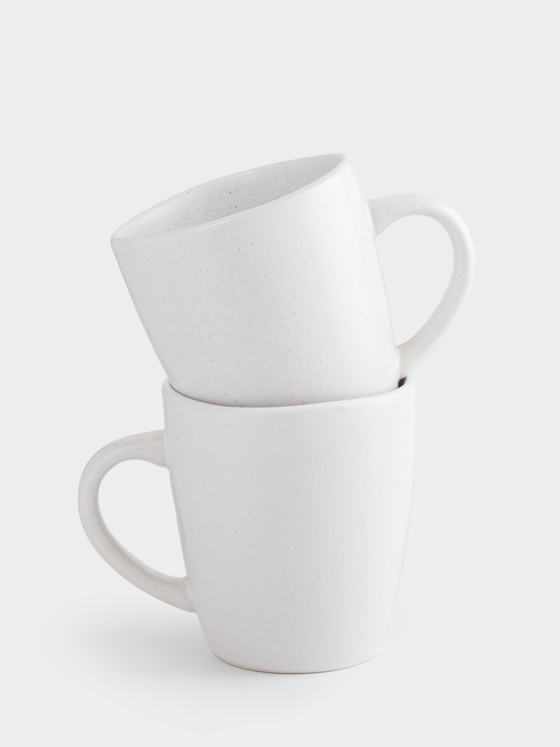 Mug, 470 ml, 2 pcs, ceramic, milky, speckled, Uneven edge, Demicile light, image-0