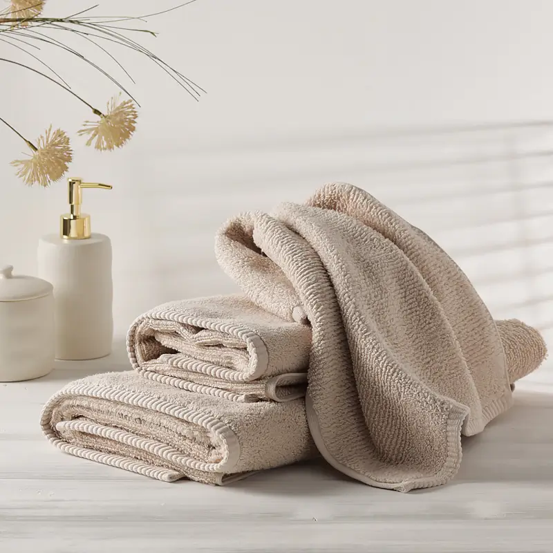 Towel, 70x140 cm, cotton, beige, Terry cotton ,image-0
