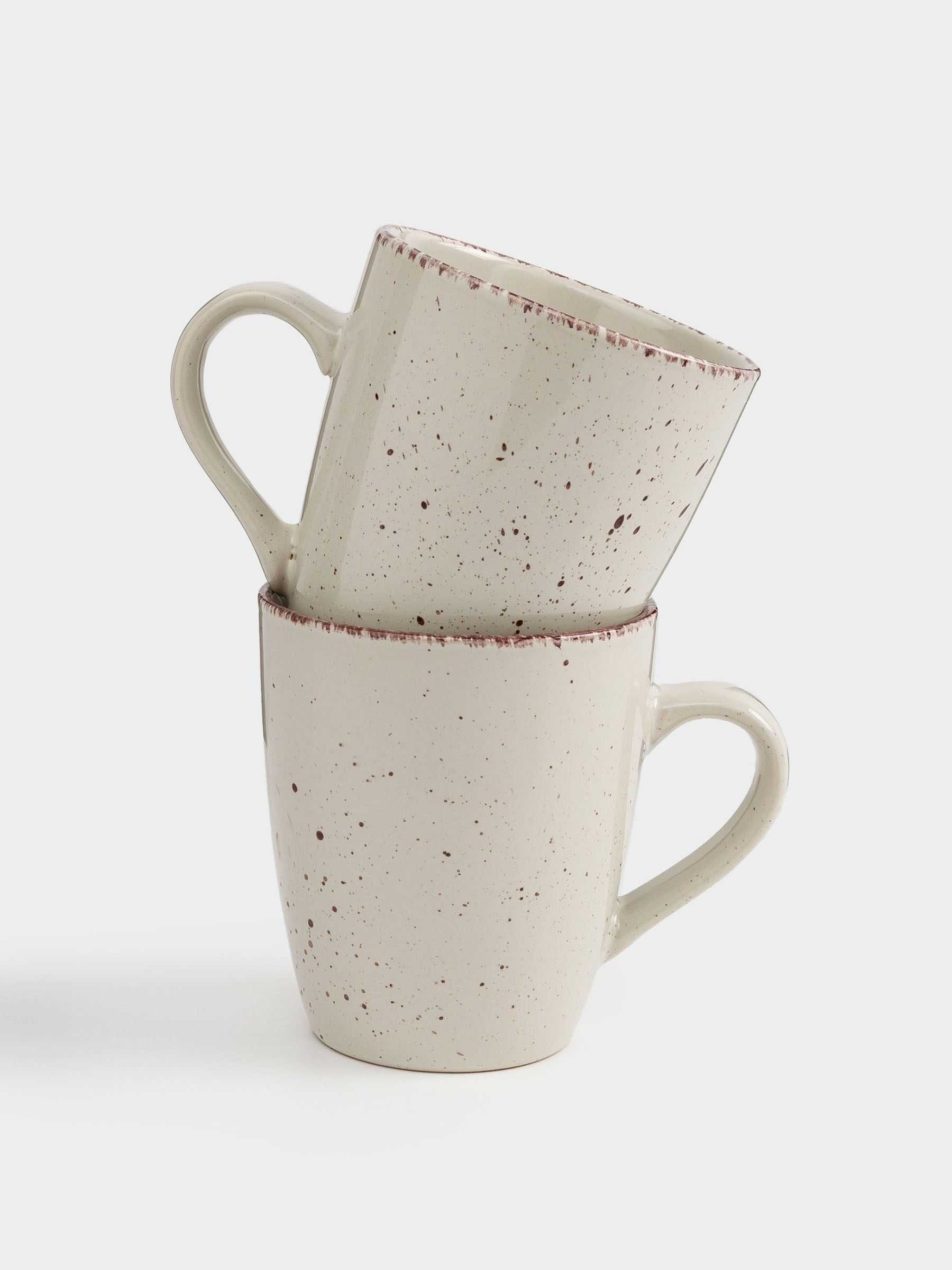 Mug, 400 ml, 2 pcs, ceramic, beige, speckled, Speckled, image-1