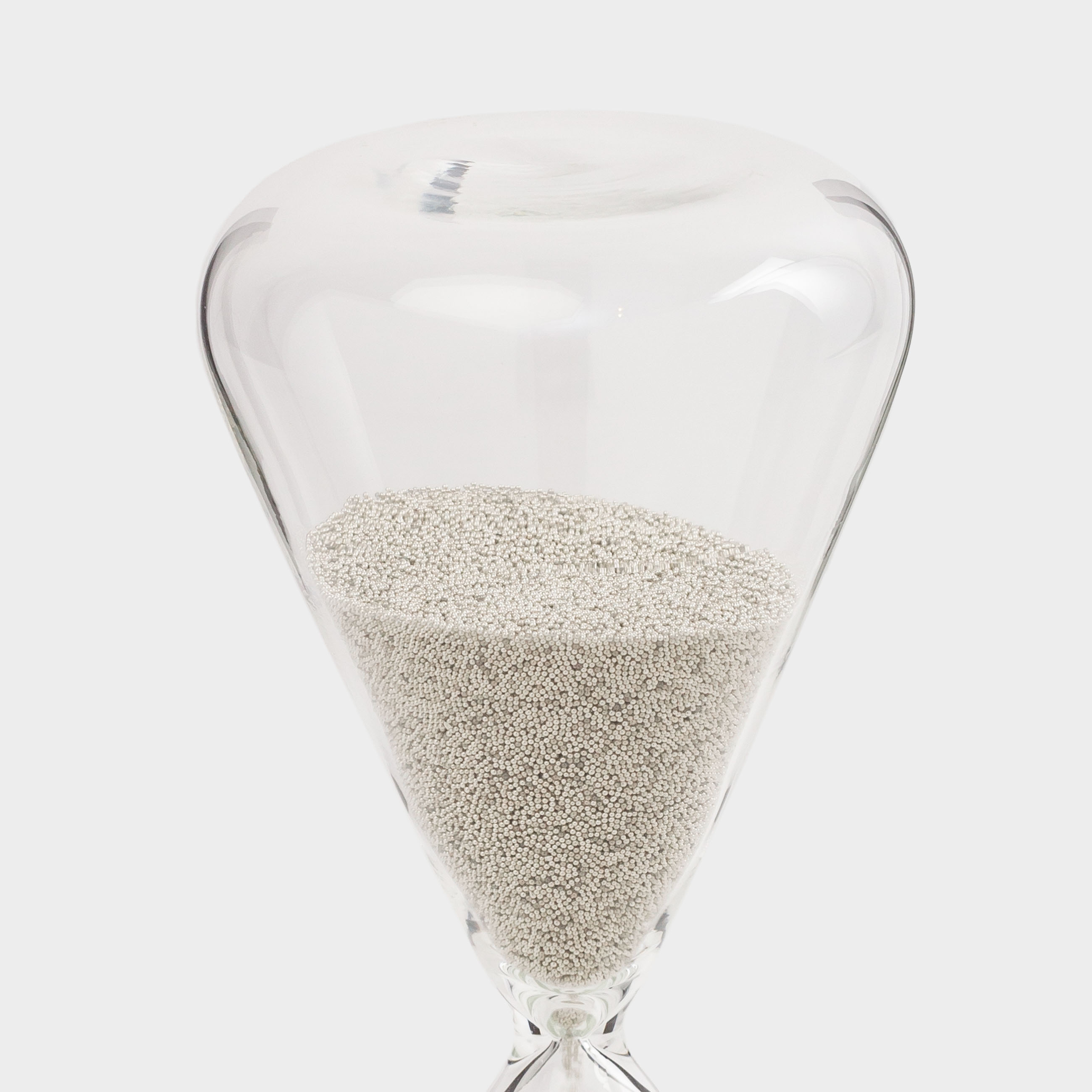 Hourglass, 16 cm, 2 minutes, with sequins inside, glass / sequins, silver, Sand time, image-2