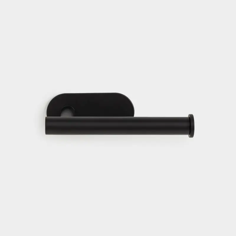Toilet paper holder, 16 cm, wall-mounted, with Velcro, steel, black, Total black
