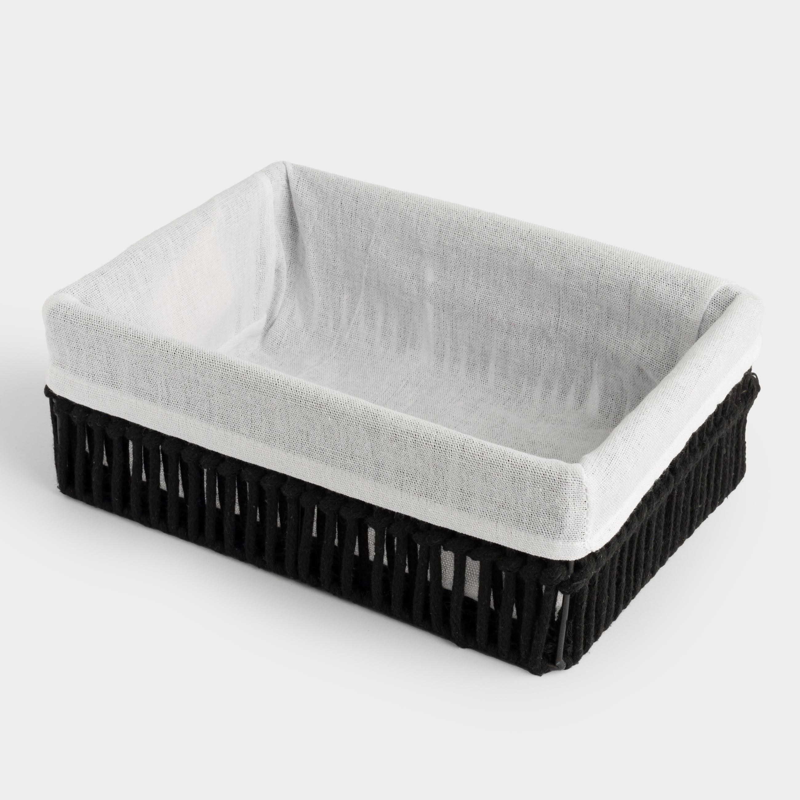 Storage basket, 32x24 cm, Cotton/Iron, Rectangular, Black, Ridged, image-4