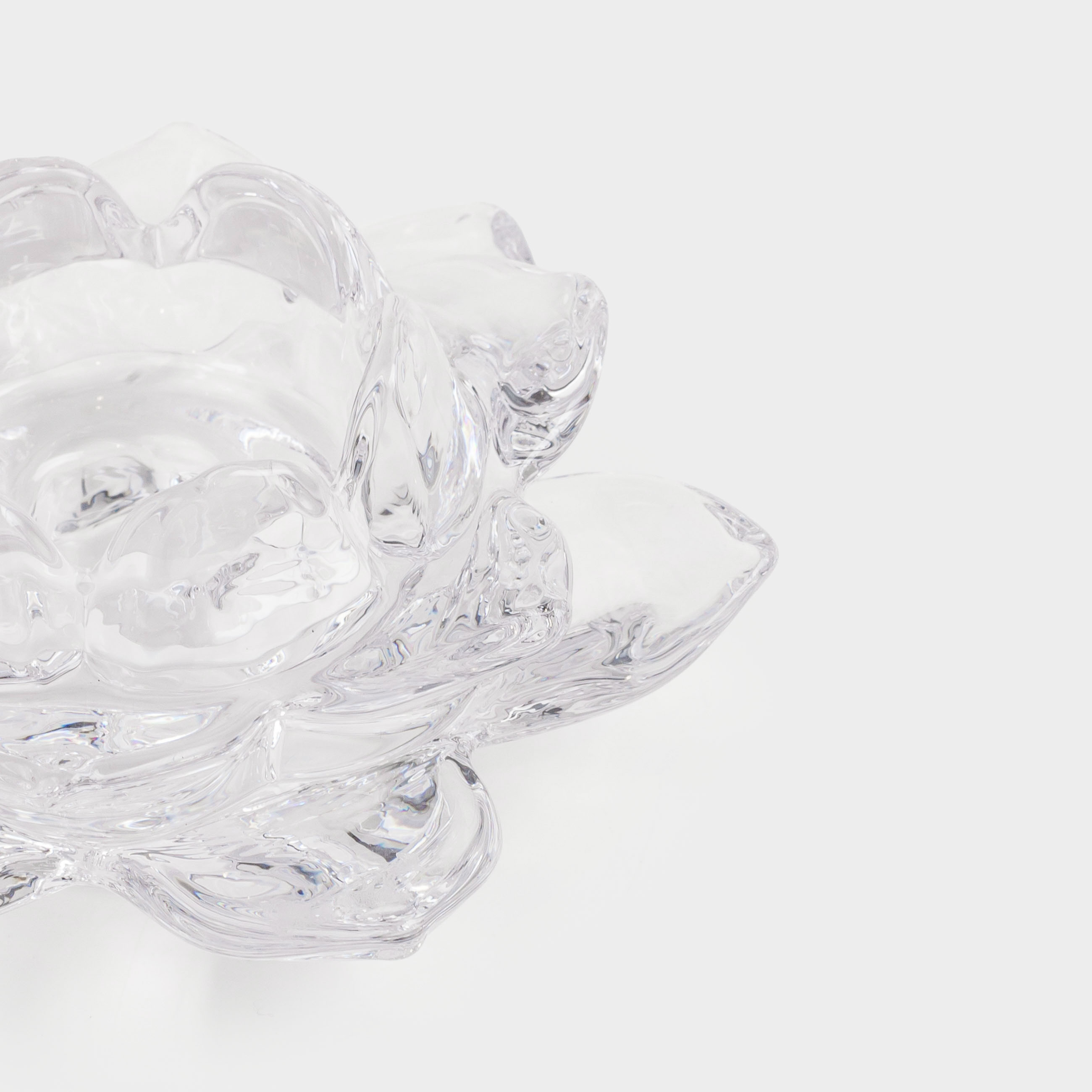 Candlestick, 12 cm, for tea / thin candle, glass, Lotus, Lotus