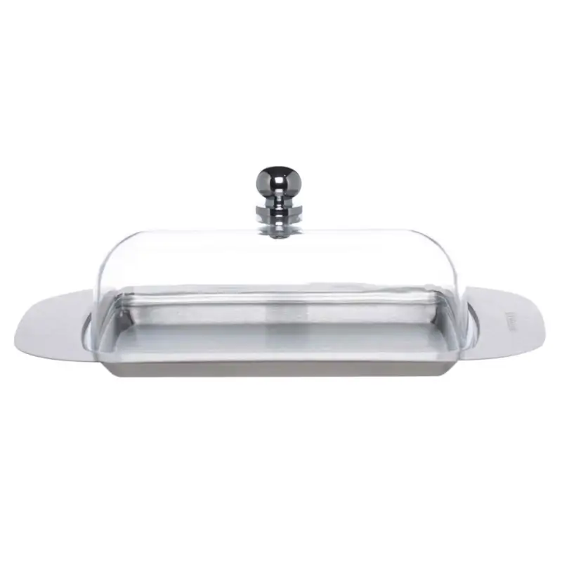 Butter dish, 14 cm, steel / plastic, rectangular, Classic