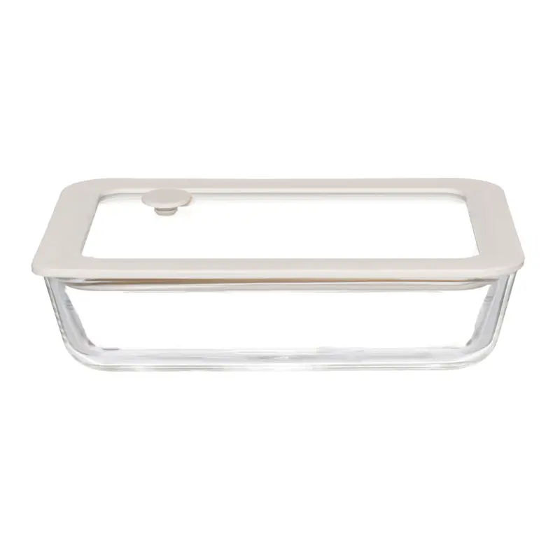 Container, 700 ml, with valve, glass T / silicone, rectangular, beige, Verre ,image-0