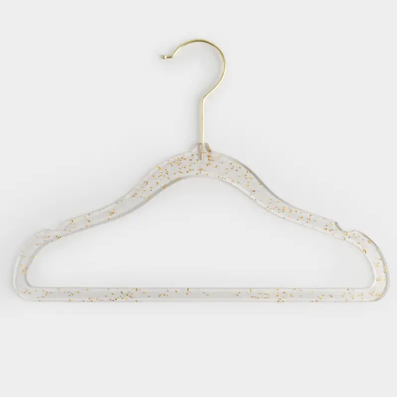 Hanger-hangers, 30 cm, 3 pcs, children's, plastic, transparent with golden sequins, Shimmer
