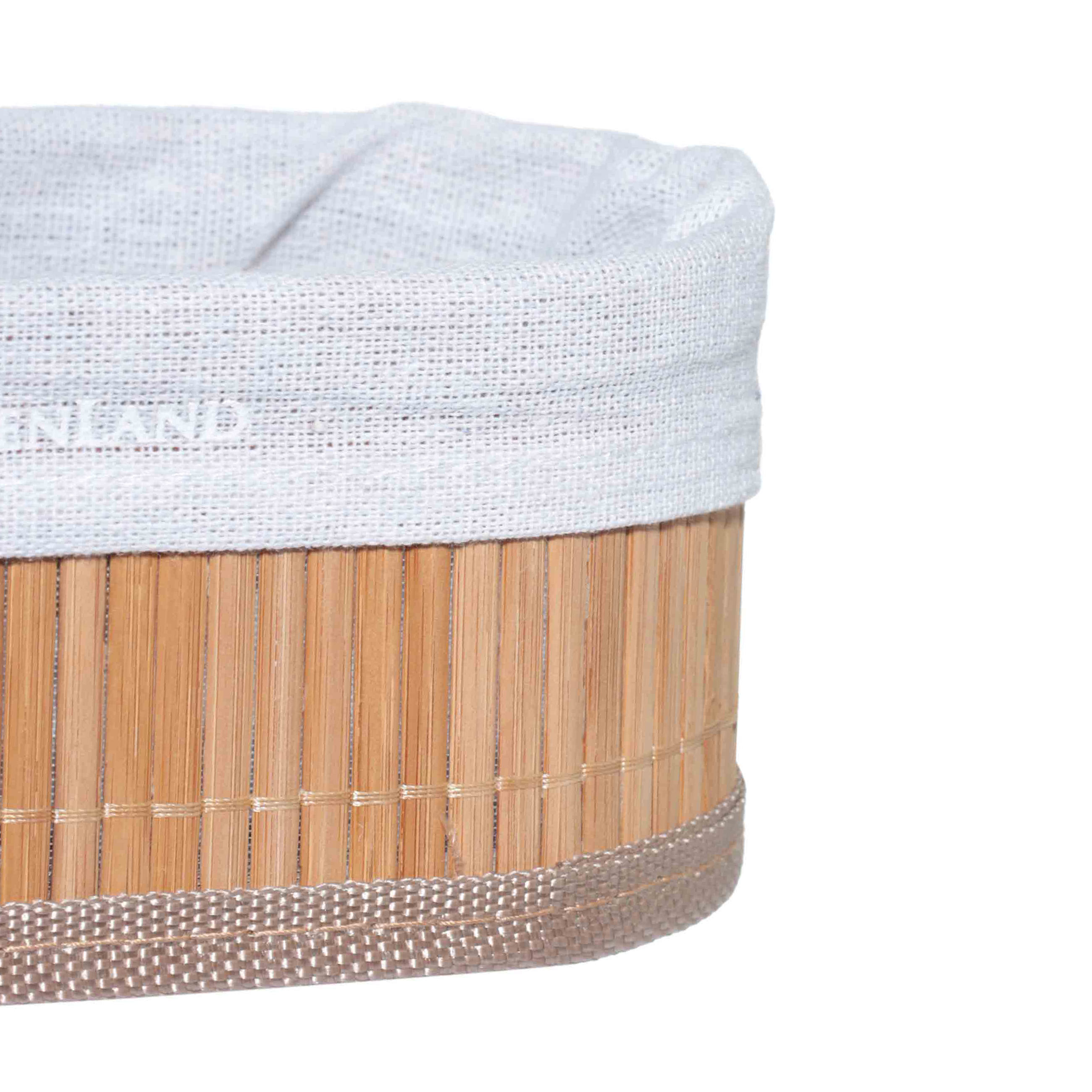 Cutlery basket, 19x10 cm, bamboo / cotton, oval, beige, Stem