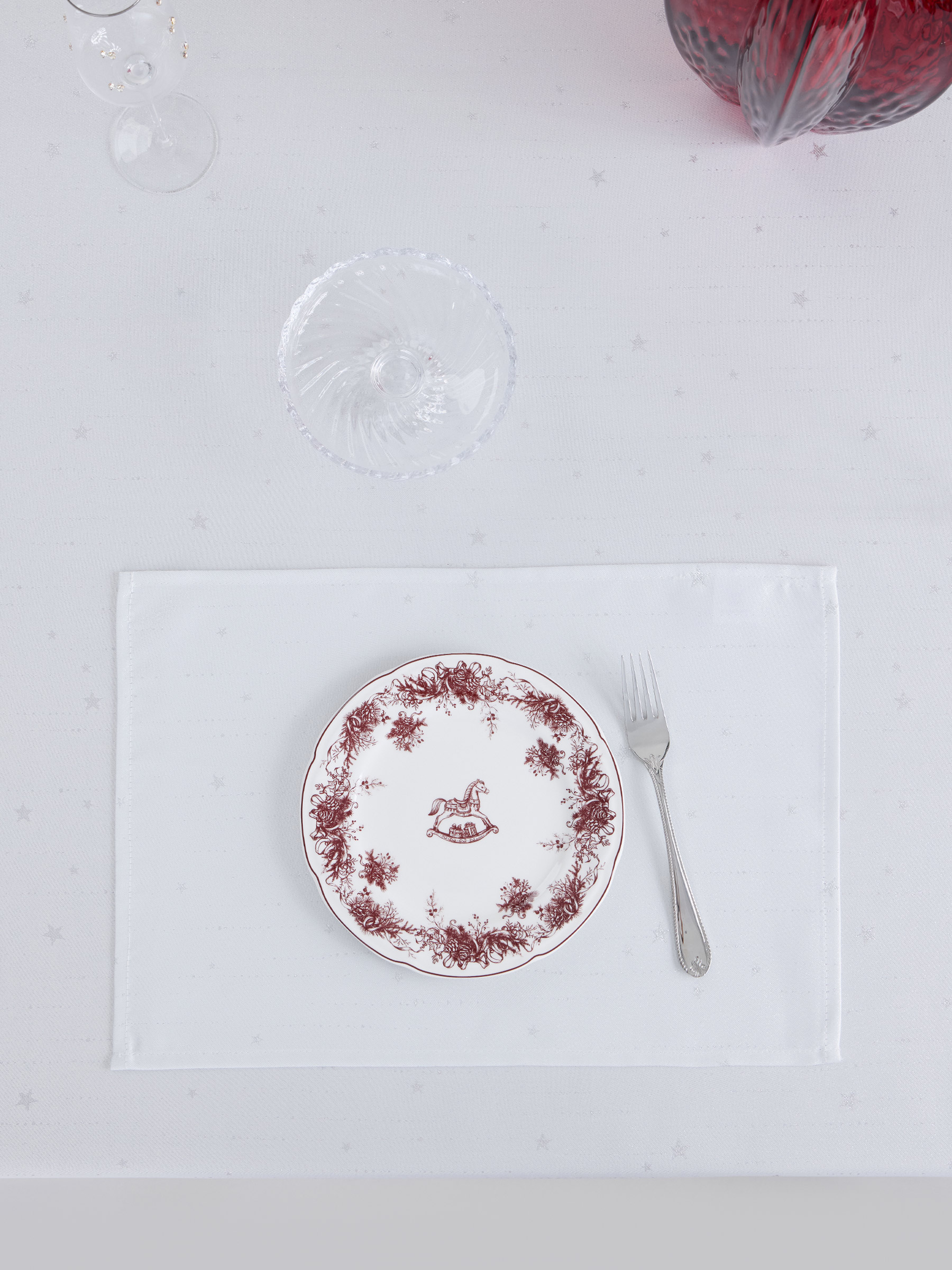 Placemat, 30x45 cm, jacquard, polyester, light grey, Silver stars, Starlight, image-2