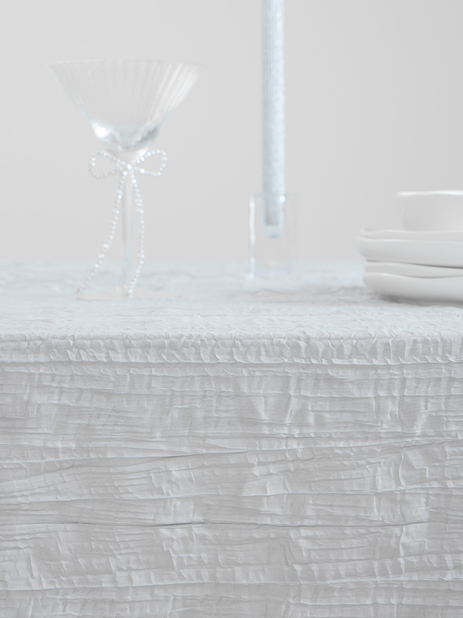 Tablecloth, 170x250 cm, polyester, Light gray, Crumpled effect, Dented, image-3
