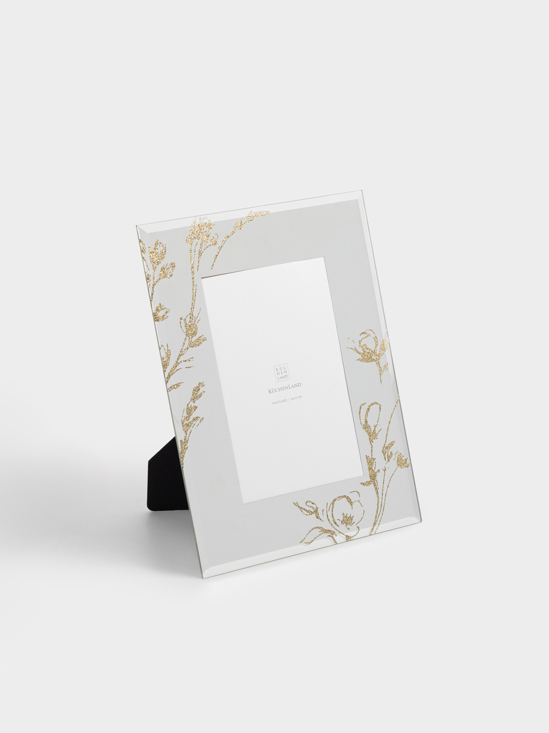 Photo frame, 17x22 cm, glass, Golden flowers, Glossy