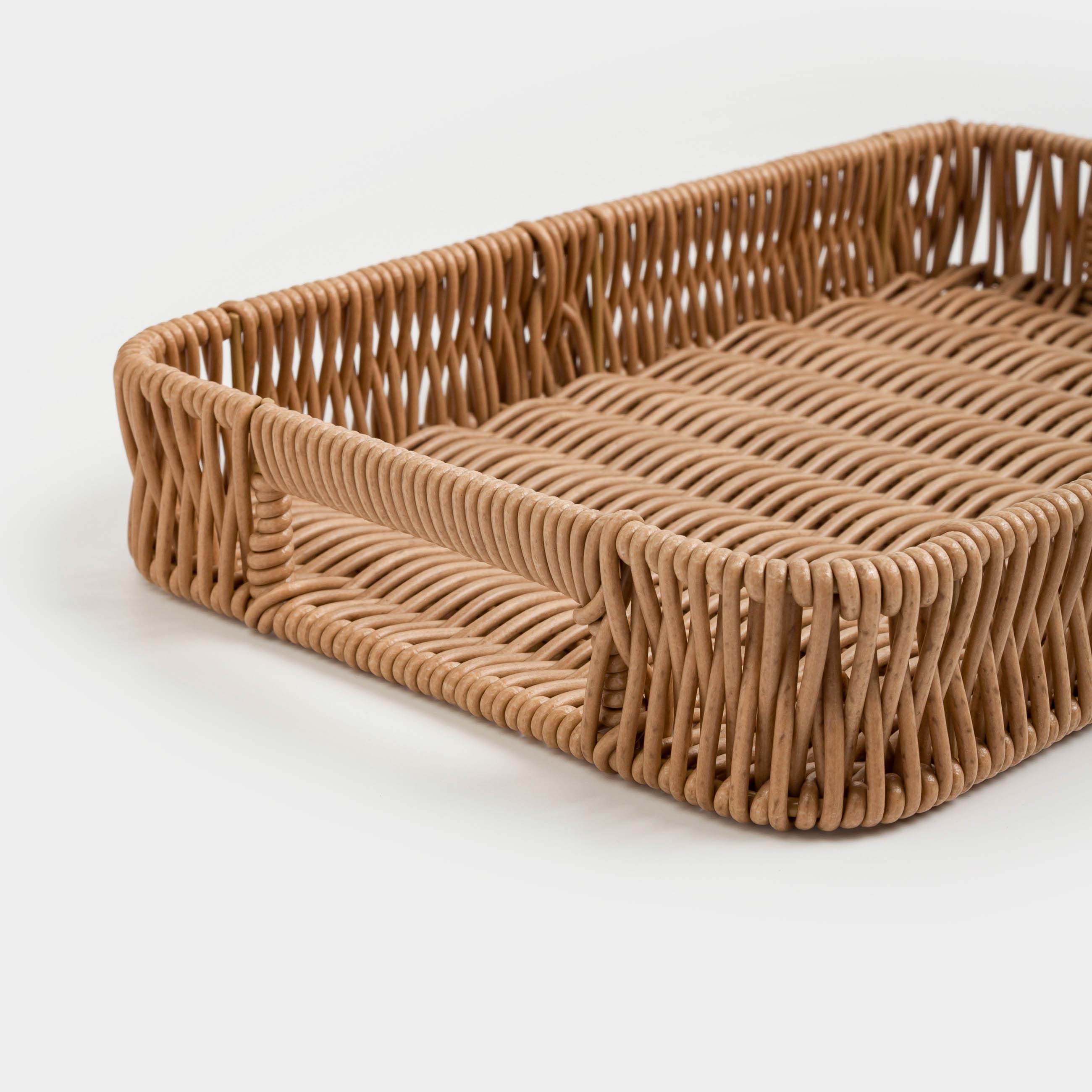 Tray, 30x20 cm, braided, rattan, rectangular, beige, Twig, image-5
