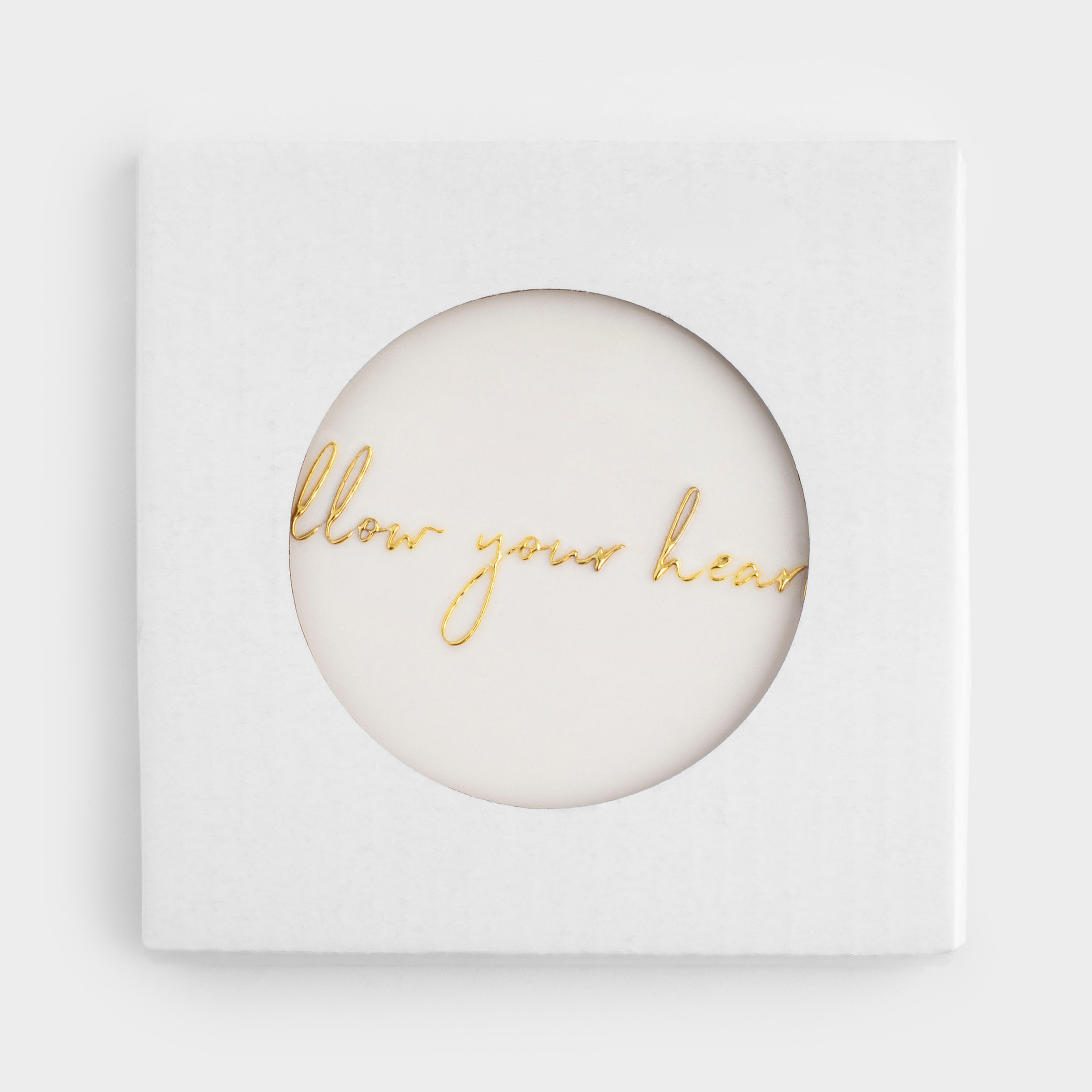 Coaster, 11x11 cm, ceramic / cork, beige, Heart, Scroll