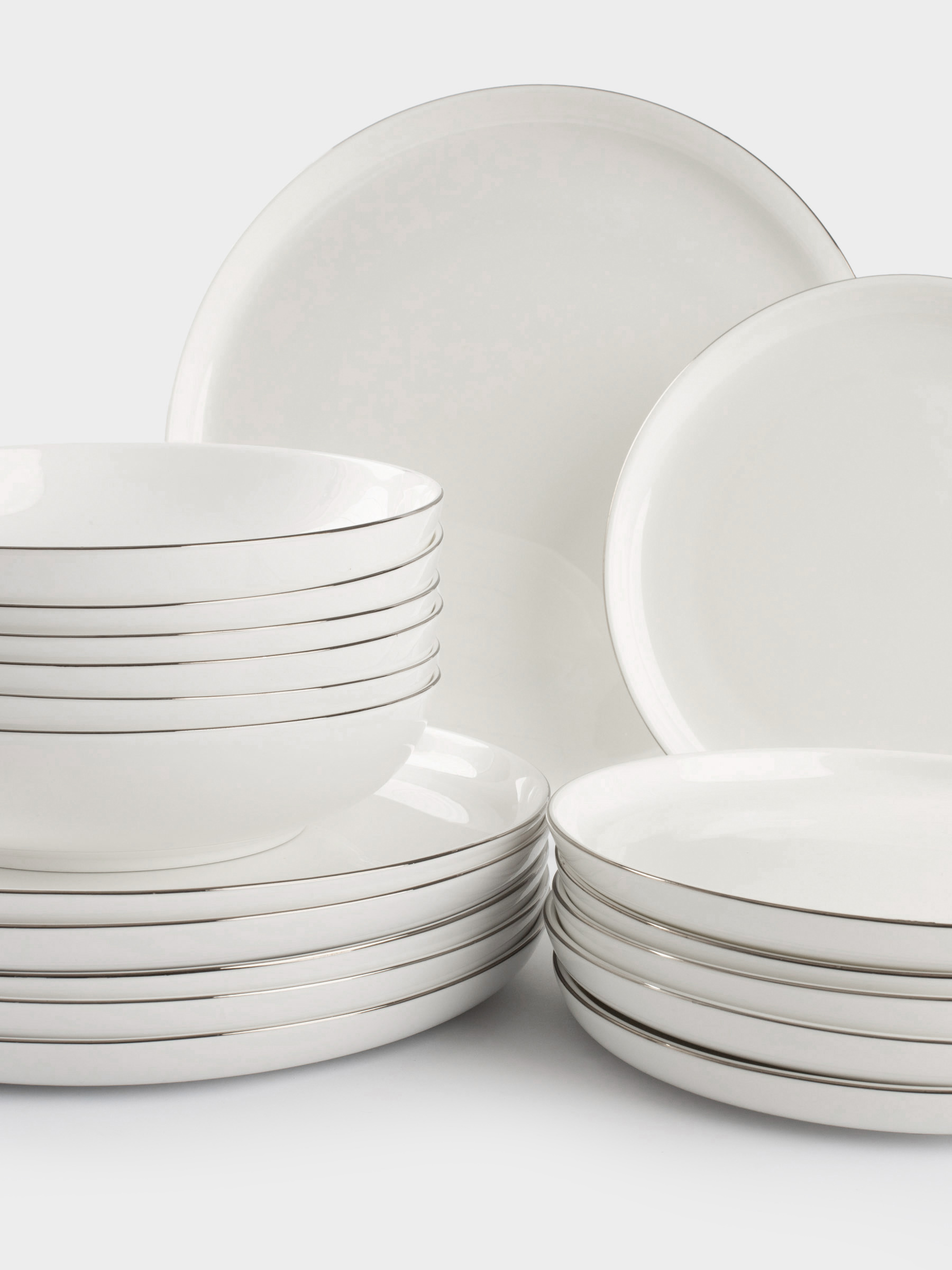 Dining set, 6 pers, 18 pr, porcelain F, white, Ideal silver, image-1