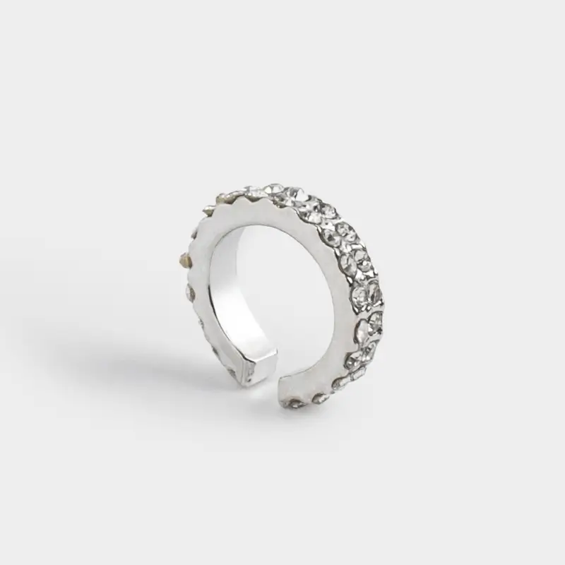 Cuff earring, 1 cm, metal, silver, Crystals, Jewelry crystal ,image-0