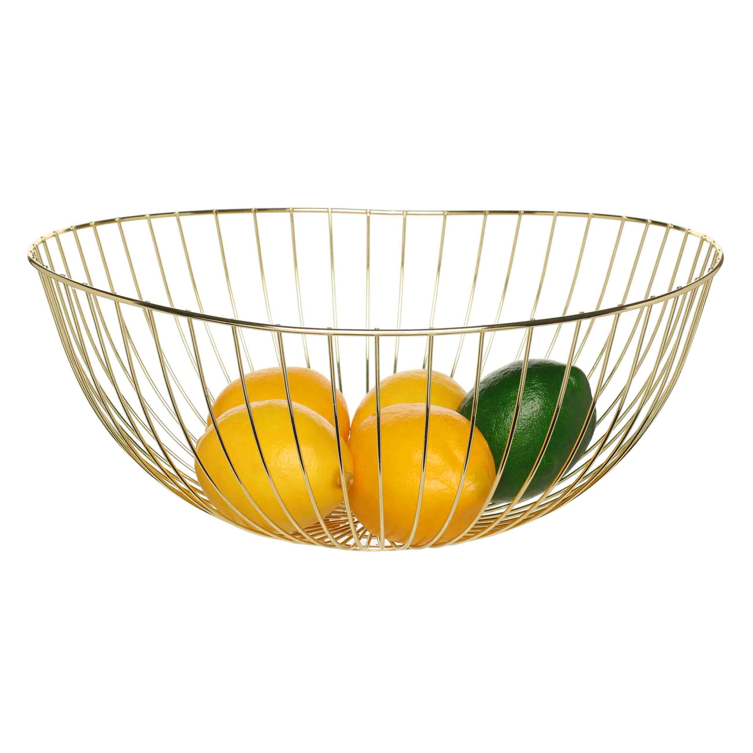 Fruit basket, 33 cm, metal, golden, Twigs, Twist gold, image-2