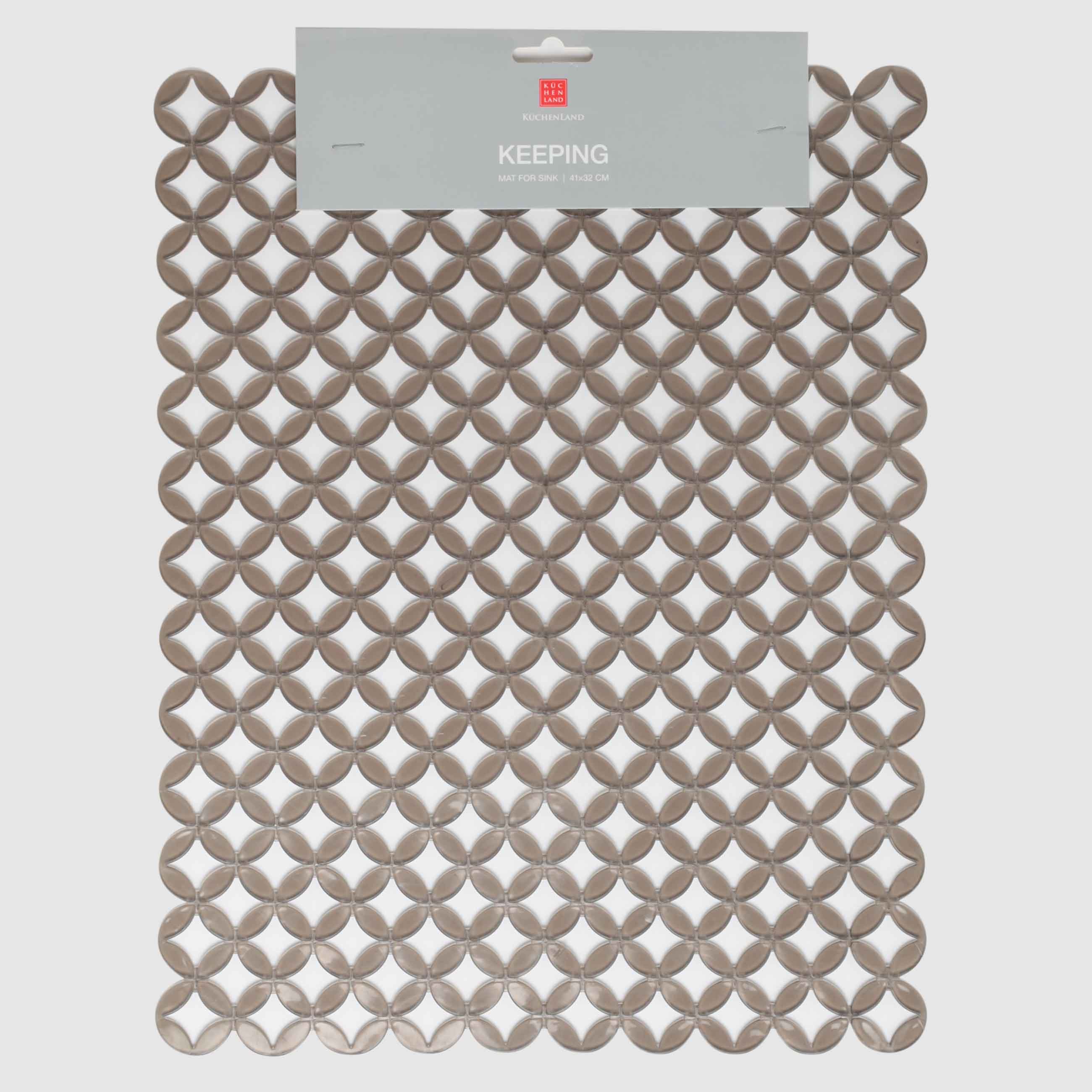Kitchen sink mat, 41x32 cm, PVC, Rectangular, Grey, Rhombuses, Keeping, image-2