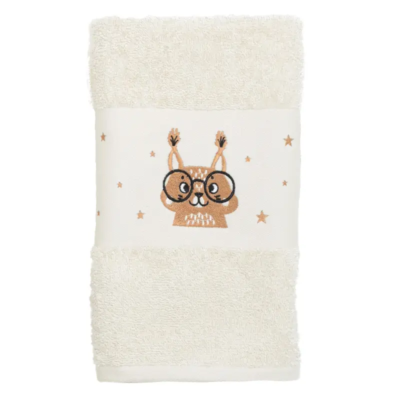 Children's towel, 70x120 cm, cotton, beige, Squirrel, Forest Animals ,image-0