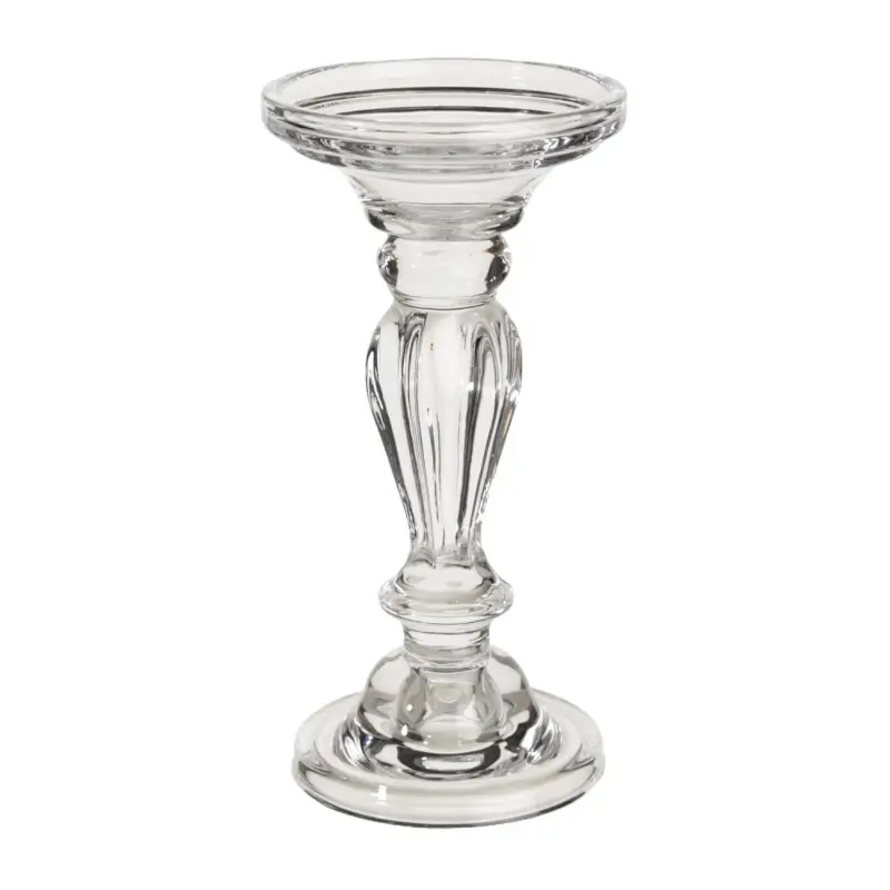 Candle holder, 19 cm, for one candle, on a leg, glass, Glorious