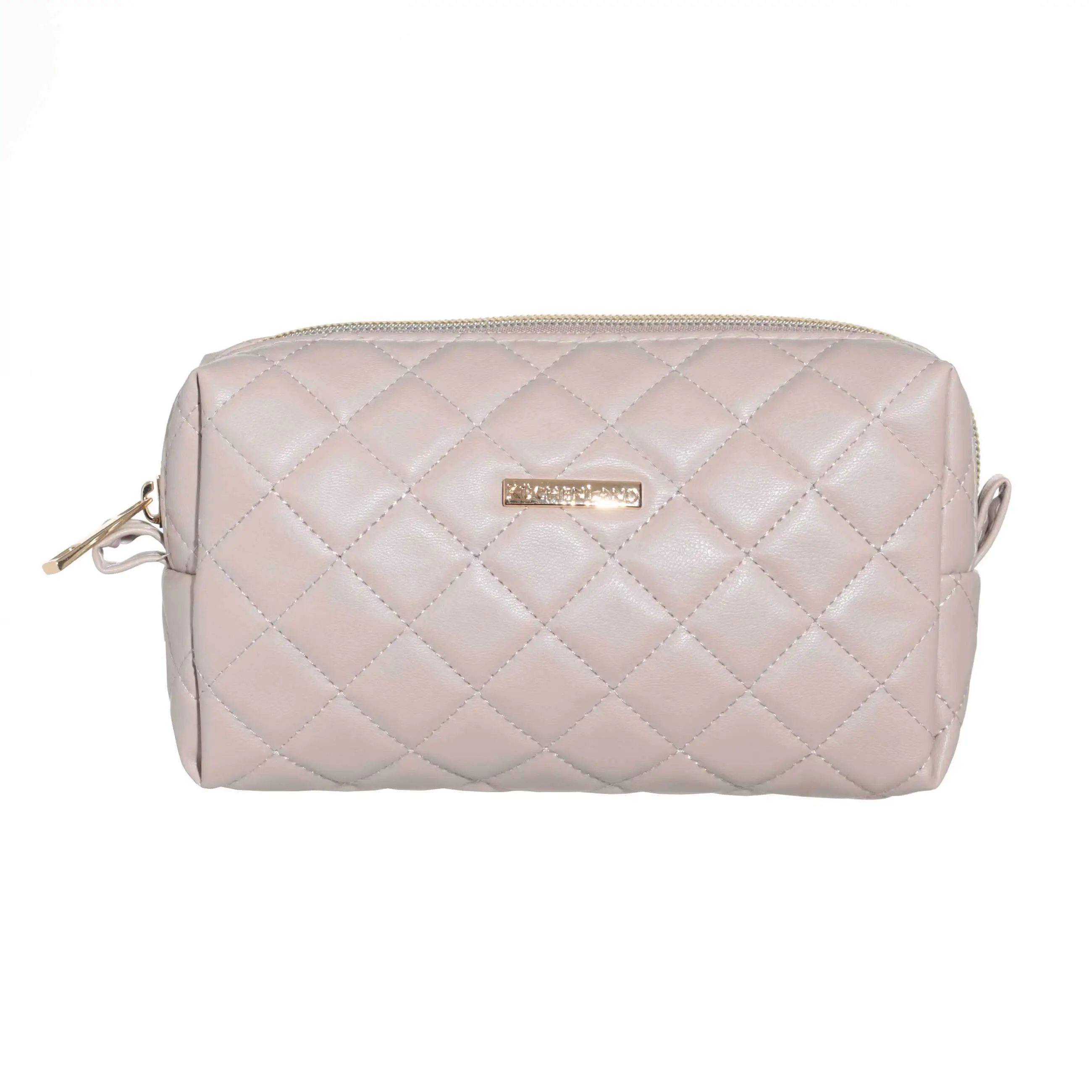 Cosmetic bag, 20x10 cm, quilted, polyurethane, beige, Quilted
