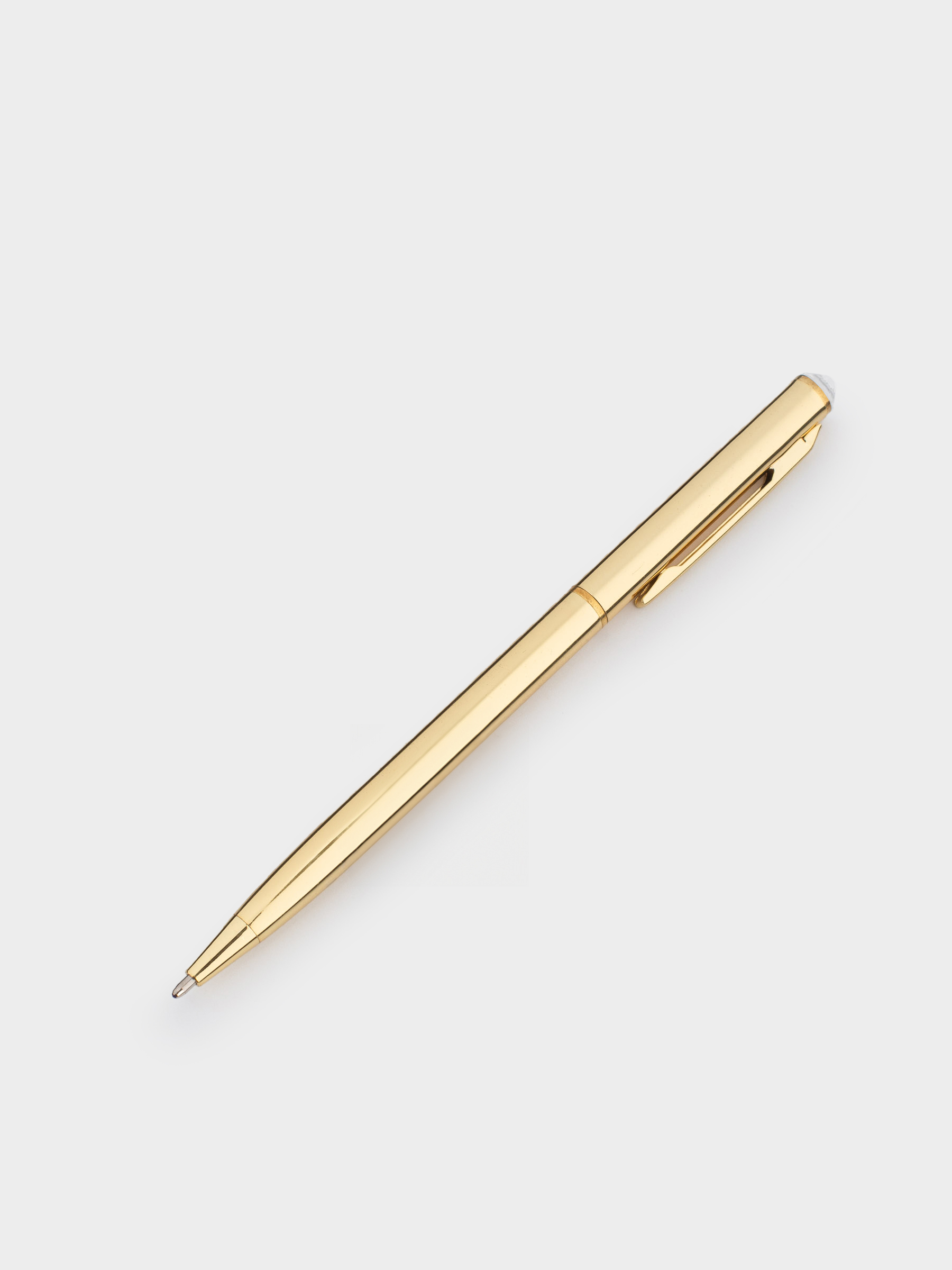 Ballpoint pen, 13 cm, with crystal, metal, gold, Draw, image-3