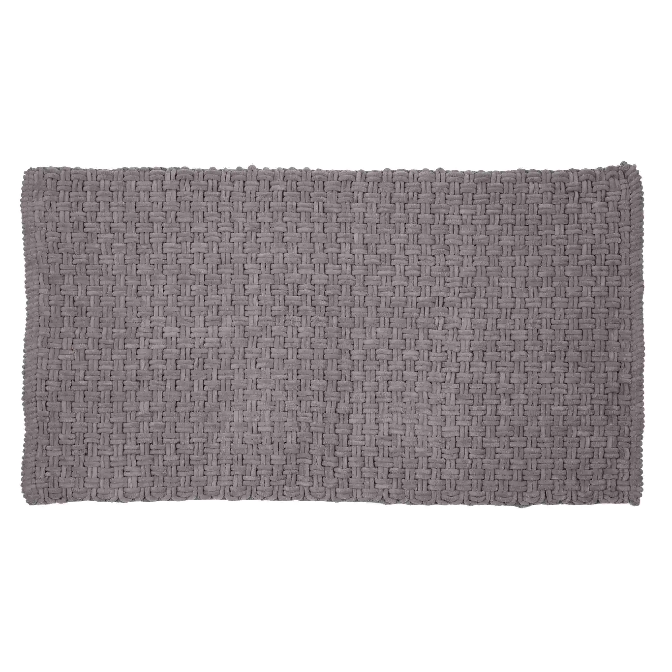 Mat, 60x110 cm, anti-slip, microfiber/cotton, dark grey, Grid, Cozy, image-0