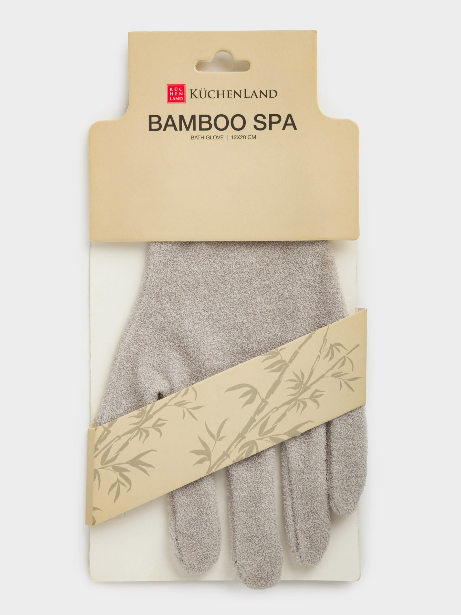 Body wash glove, 12x20 cm, bamboo, grey, Bamboo spa, image-4