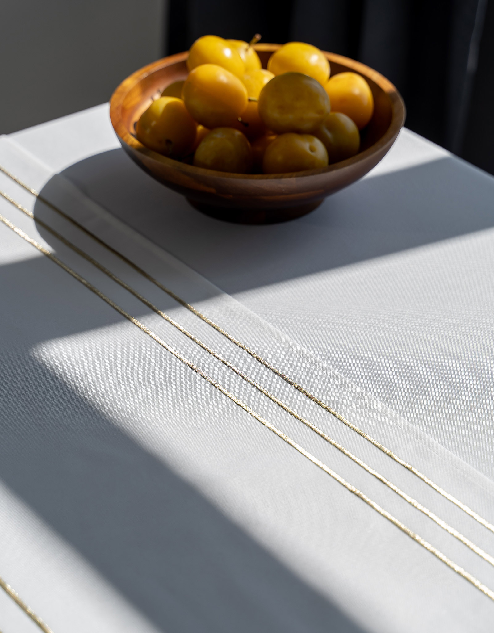 Table runner, 40x160 cm, polyester, white, Lines, Trim gold, image-6