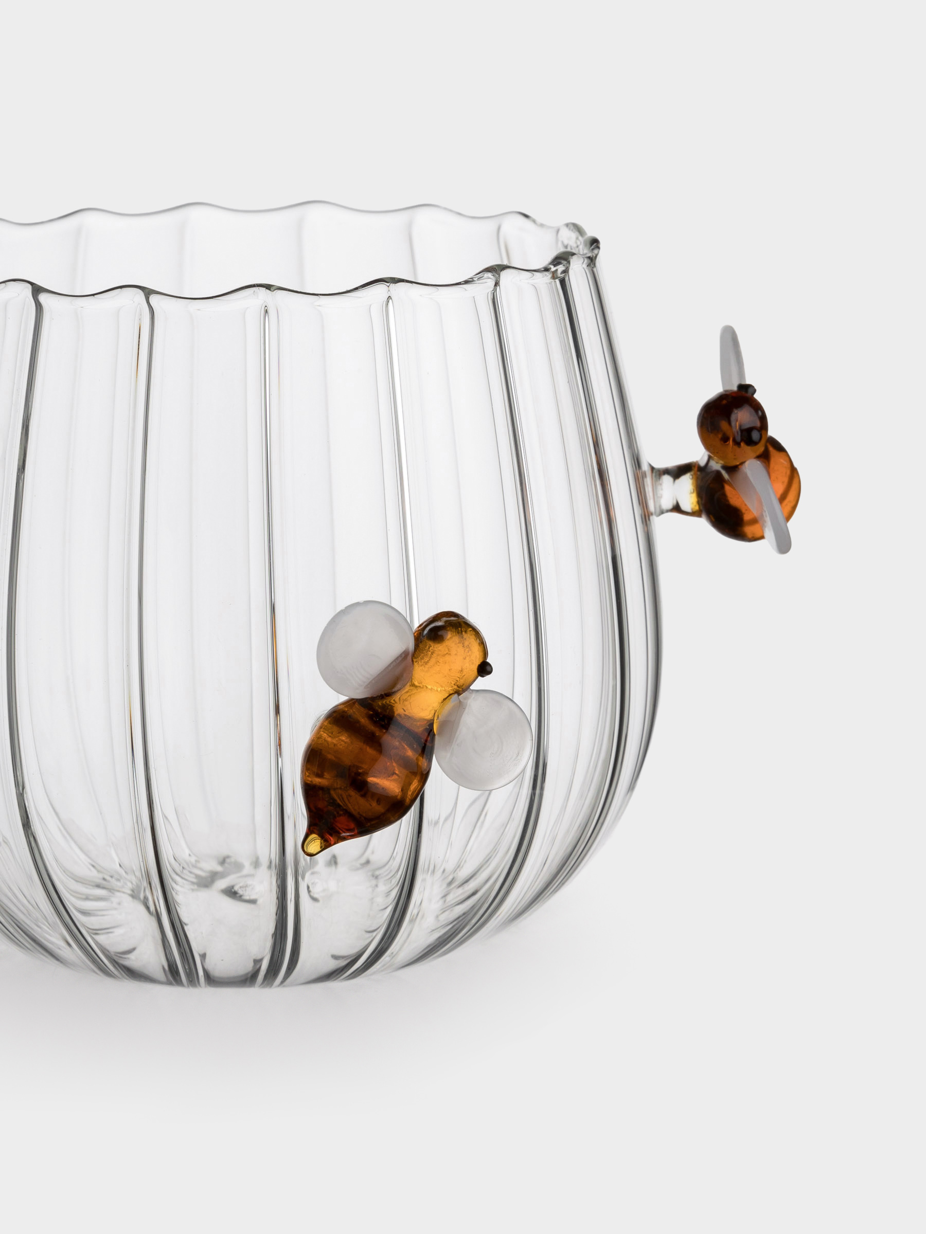 Mug, 400 ml, glass B, Bee and flower, Camellia shape, image-5