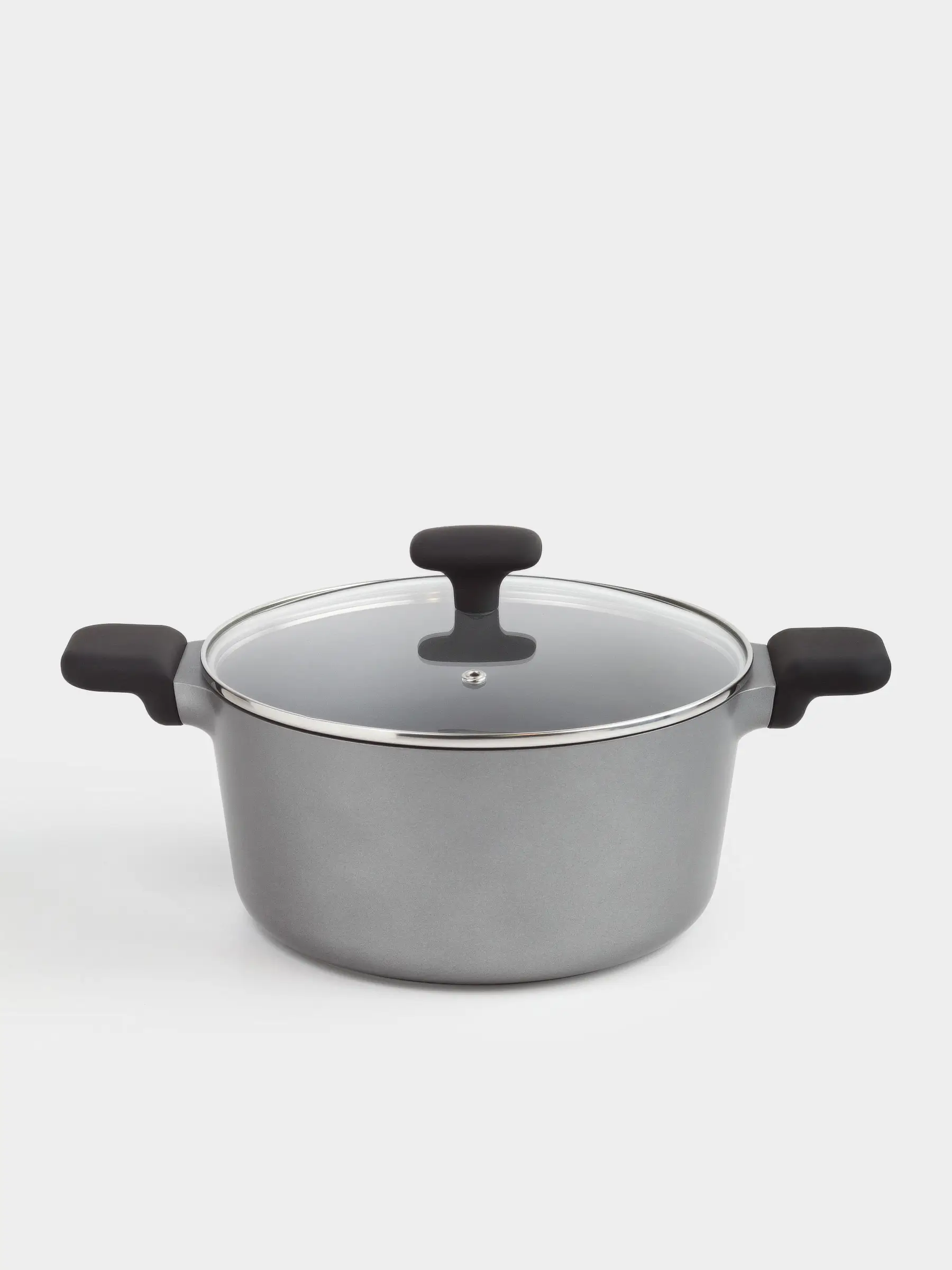 Pot, 24 cm, 4.8 l, with lid, coated, aluminum, grey-black, Mintali