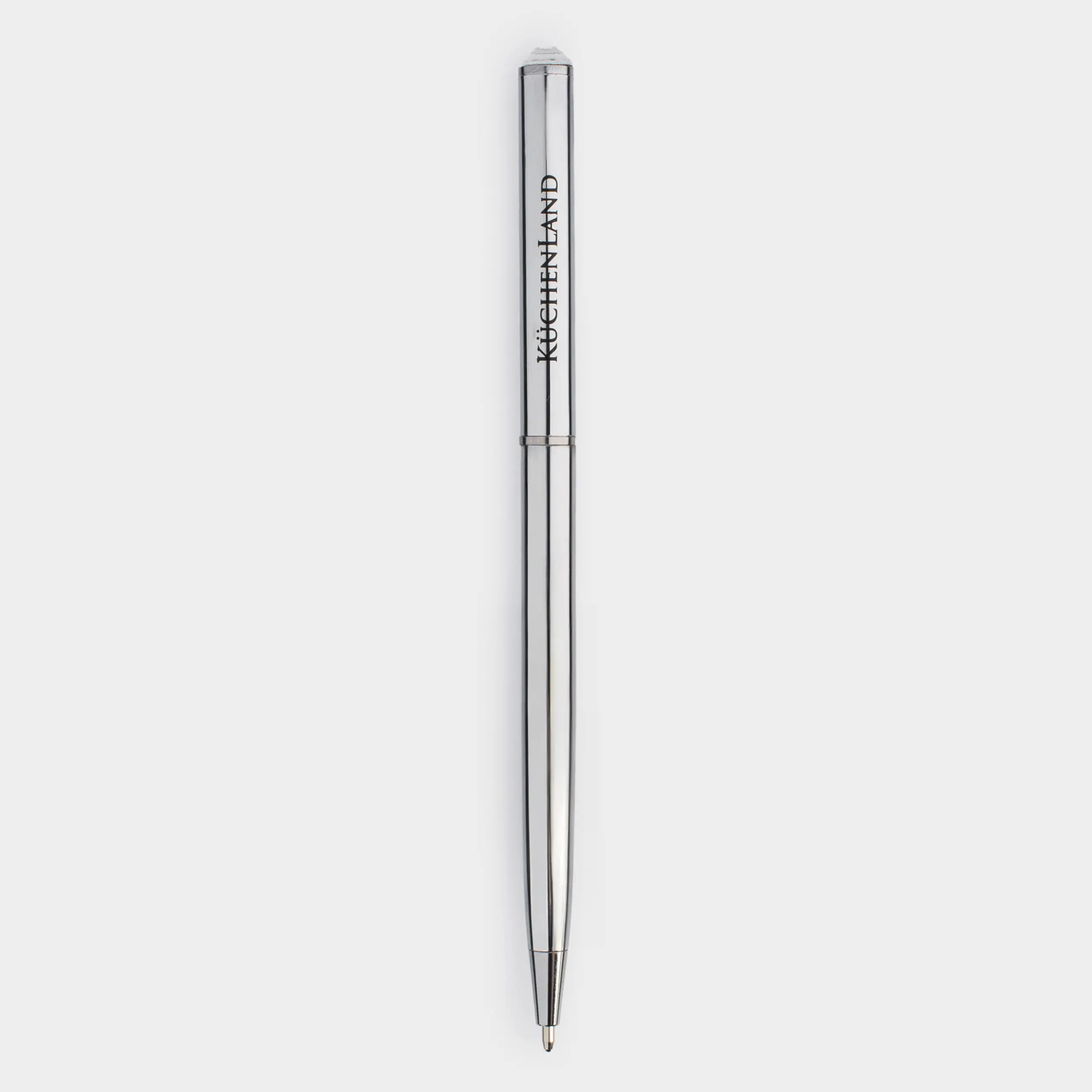Ballpoint pen, 13 cm, with crystal, metal, silver, Draw