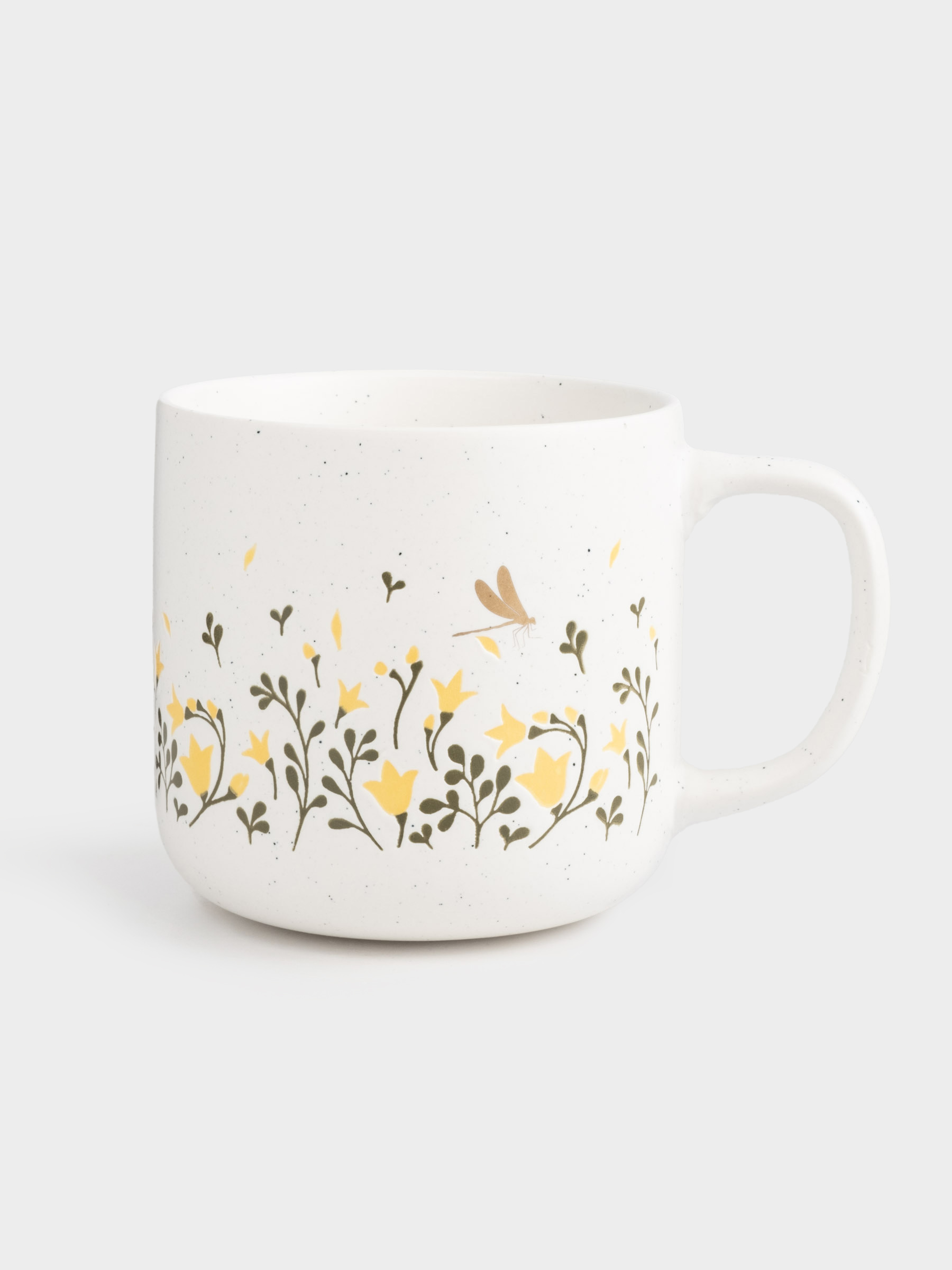 Mug, 400 ml, porcelain N, white, speckled, wildflowers, Meadow speckled, image-0