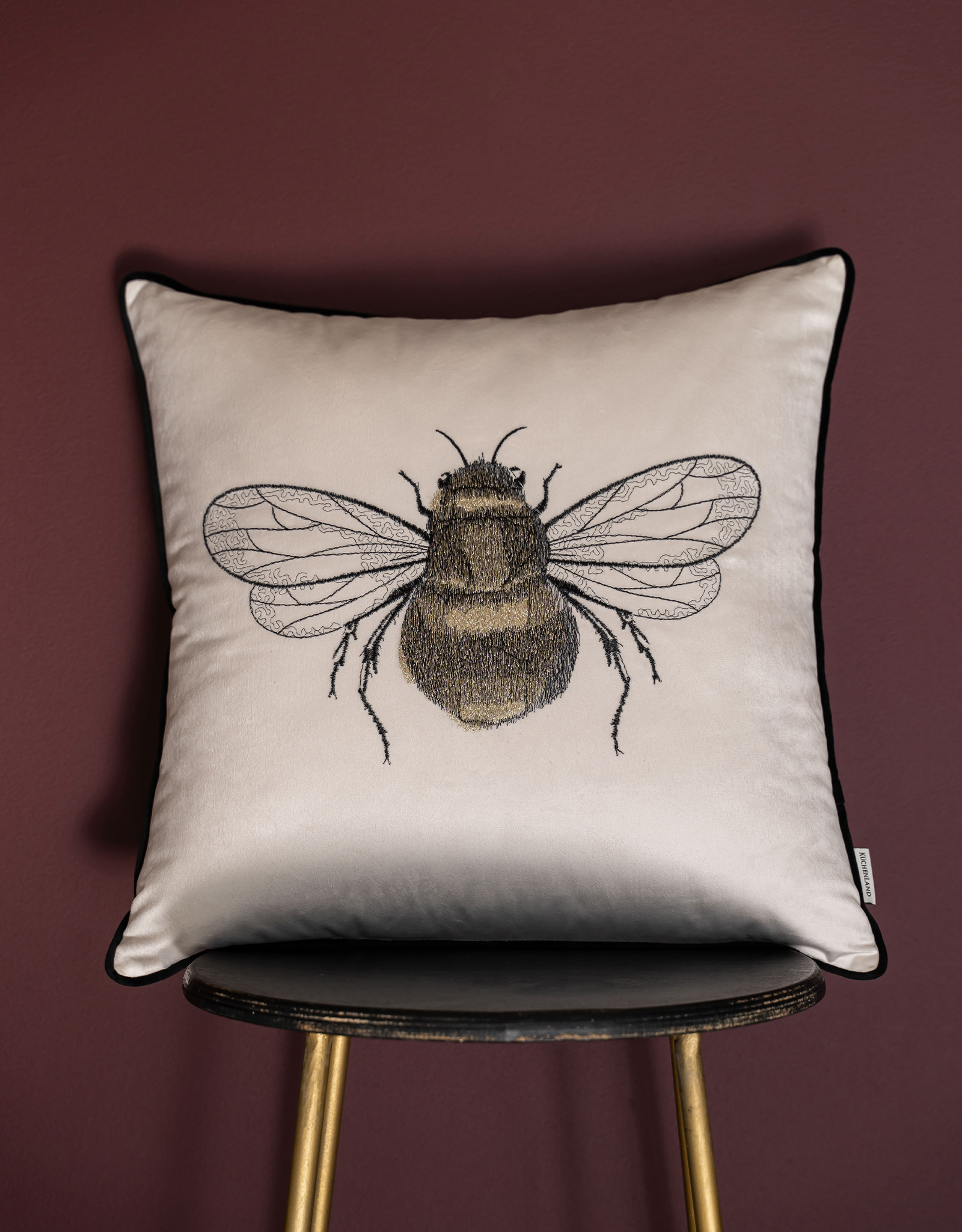 Decorative pillow, 45x45, corduroy, milk, Bumblebee, Bugs