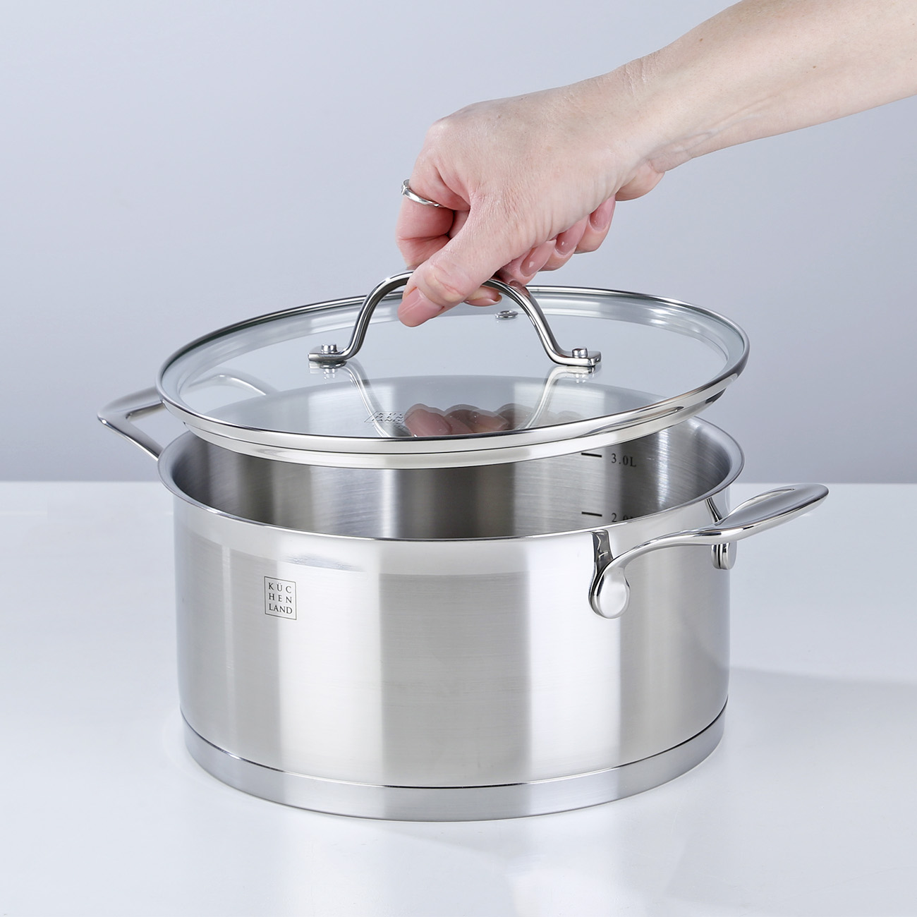 Pot, 20 cm, 3.5 l, with lid, Silver Stone