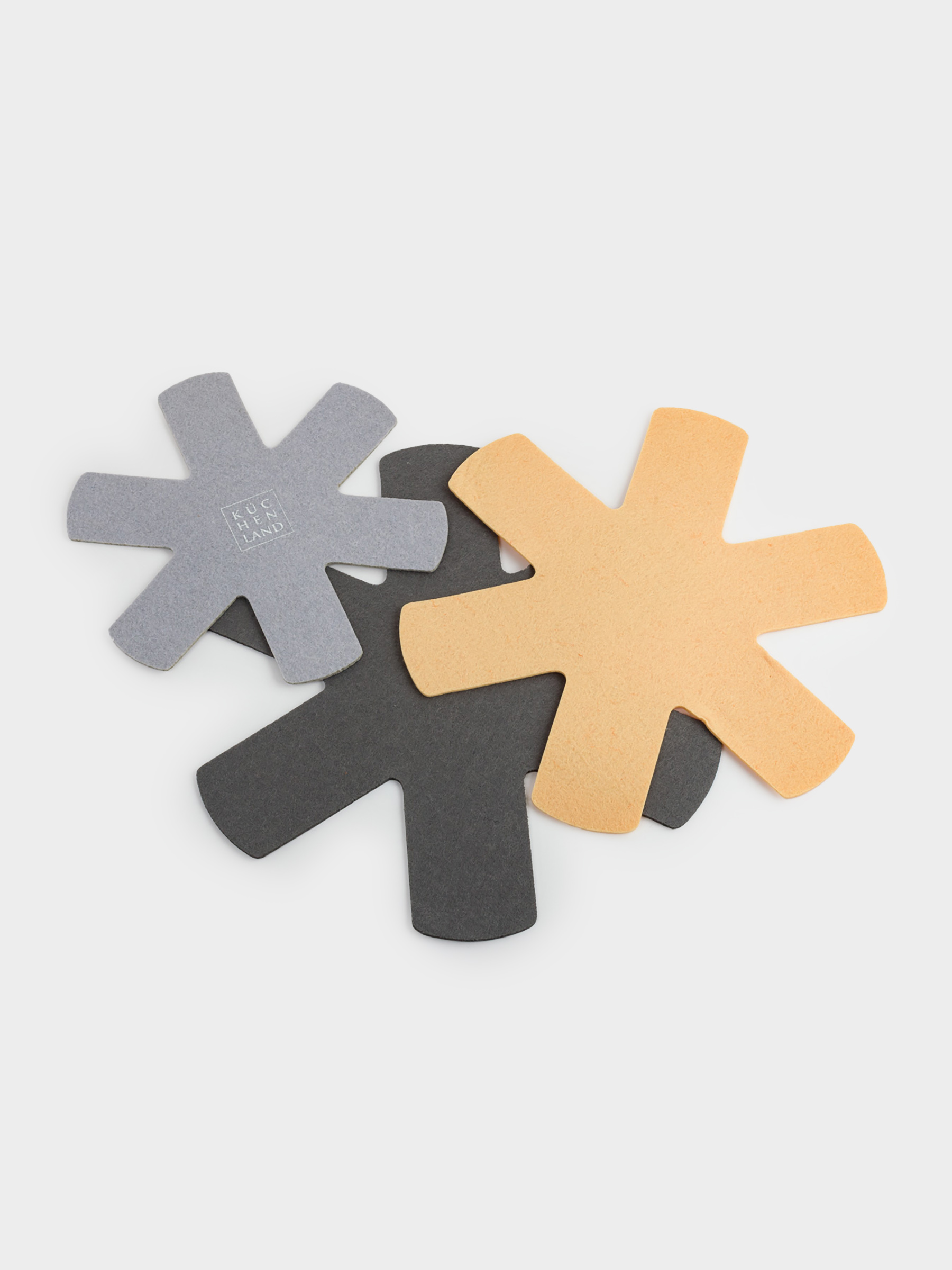 Set of pan protectors, 3 pcs, 38/34/27 cm, felt, gray / beige, Assist, image-2