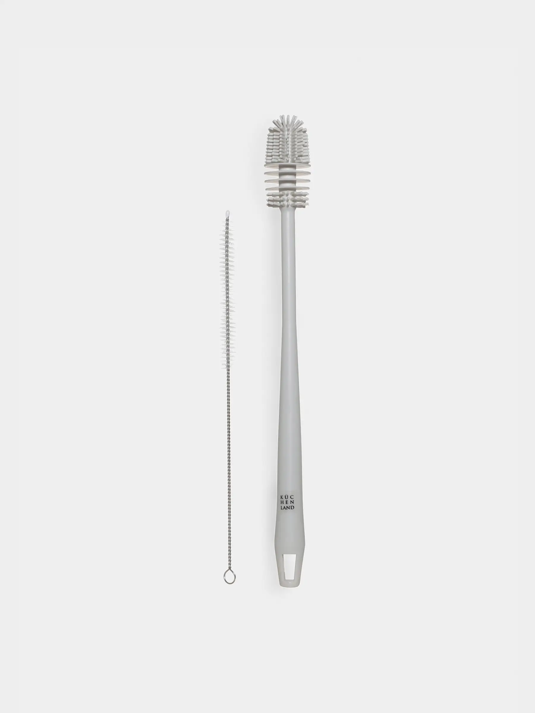 Bottle washing brush set, 32/26 cm, 2 pcs, rubber / plastic / metal, grey, Clean