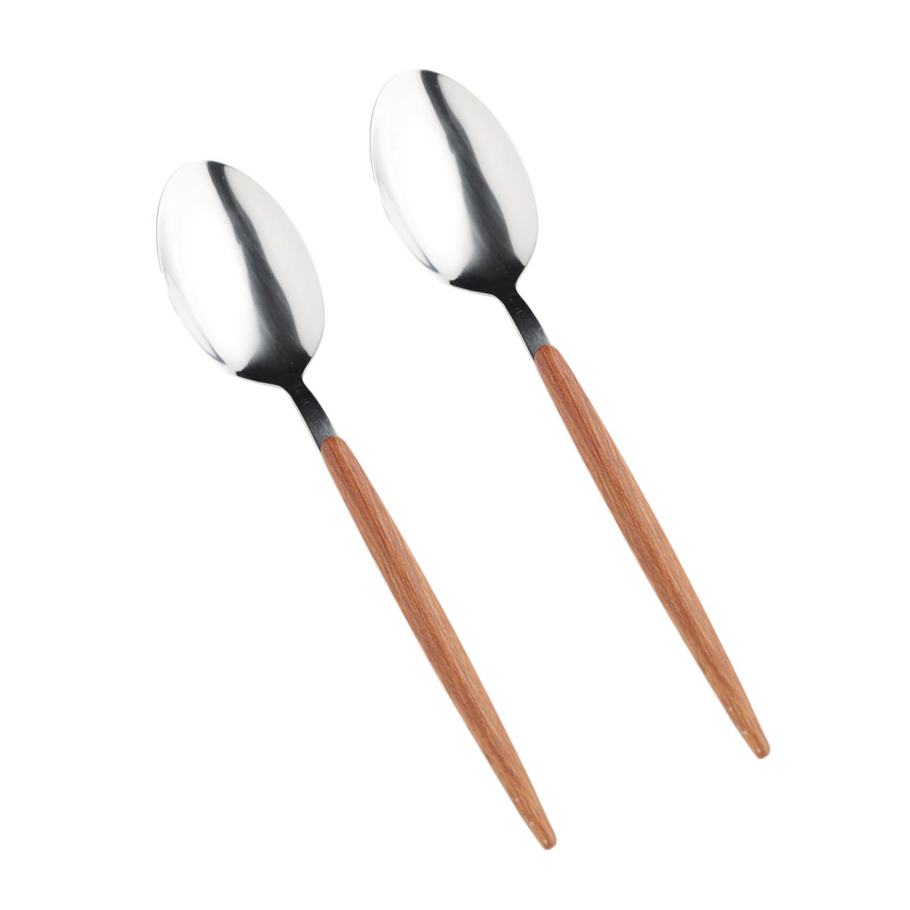 Dining spoon, 2 pcs, steel / plastic, brown, Oslo, image-0