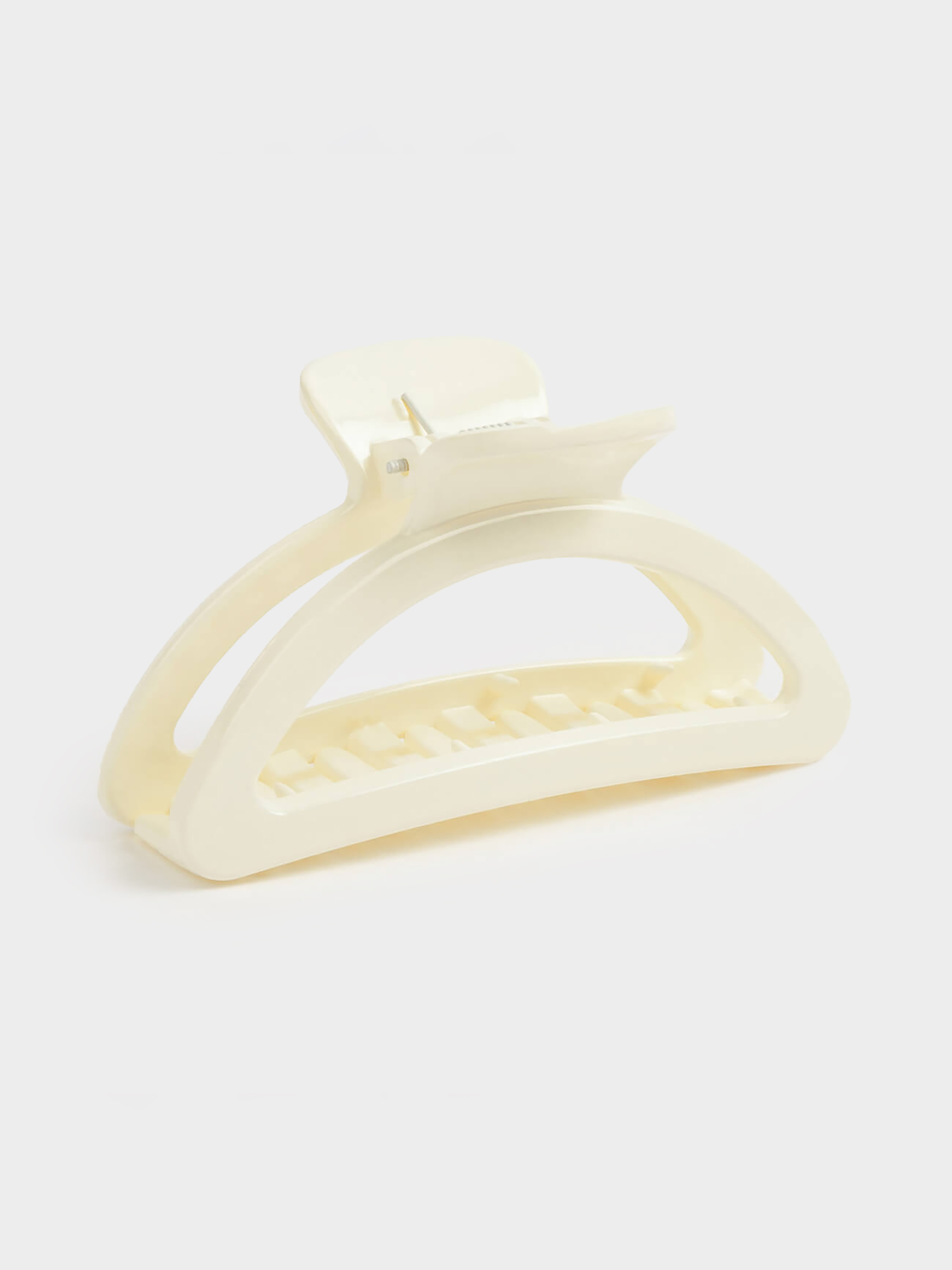 Hair clip, 9 cm, plastic, milk, Crab, Basic