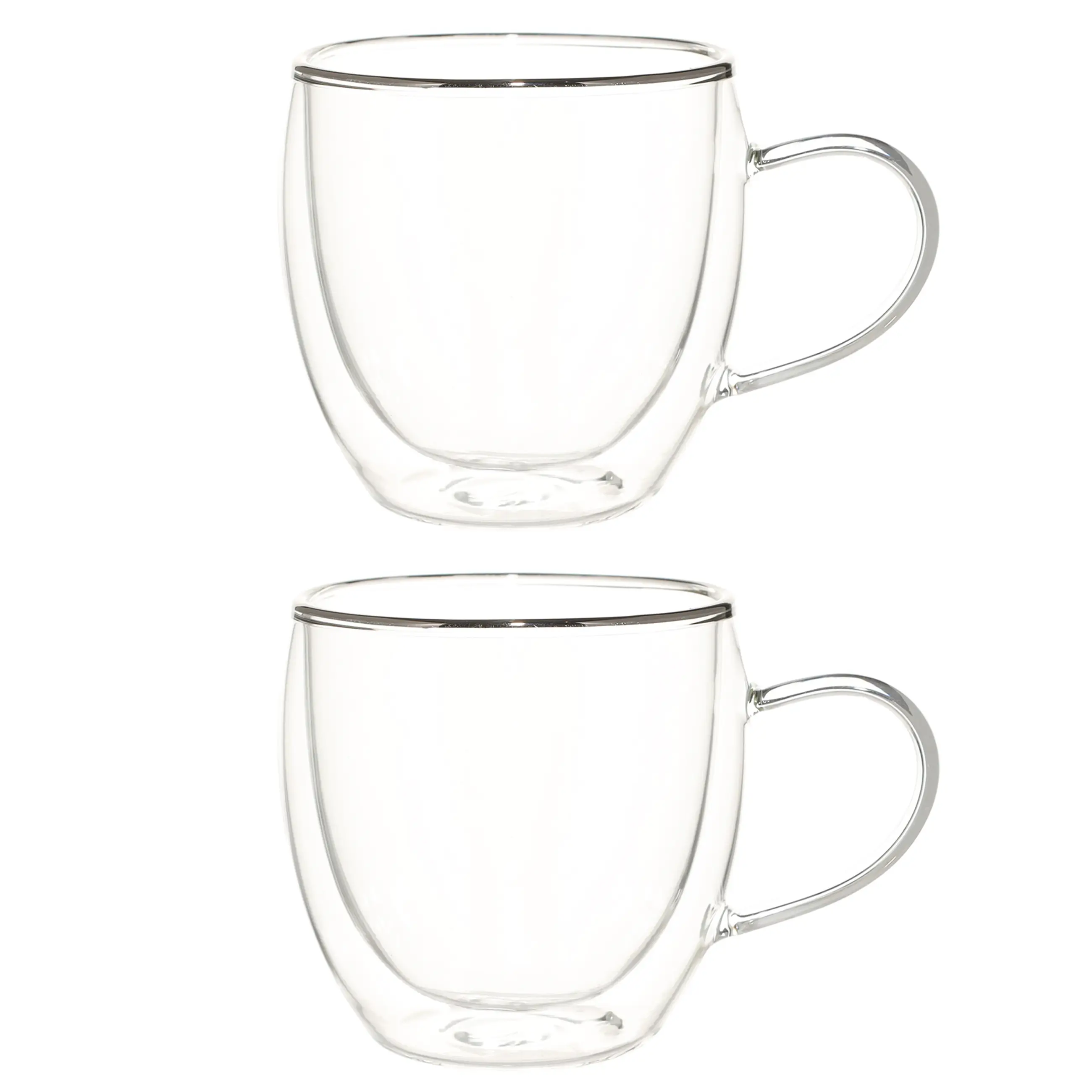 Mug, 240 ml, 2 pcs, glass B, with silver edging, Air silver