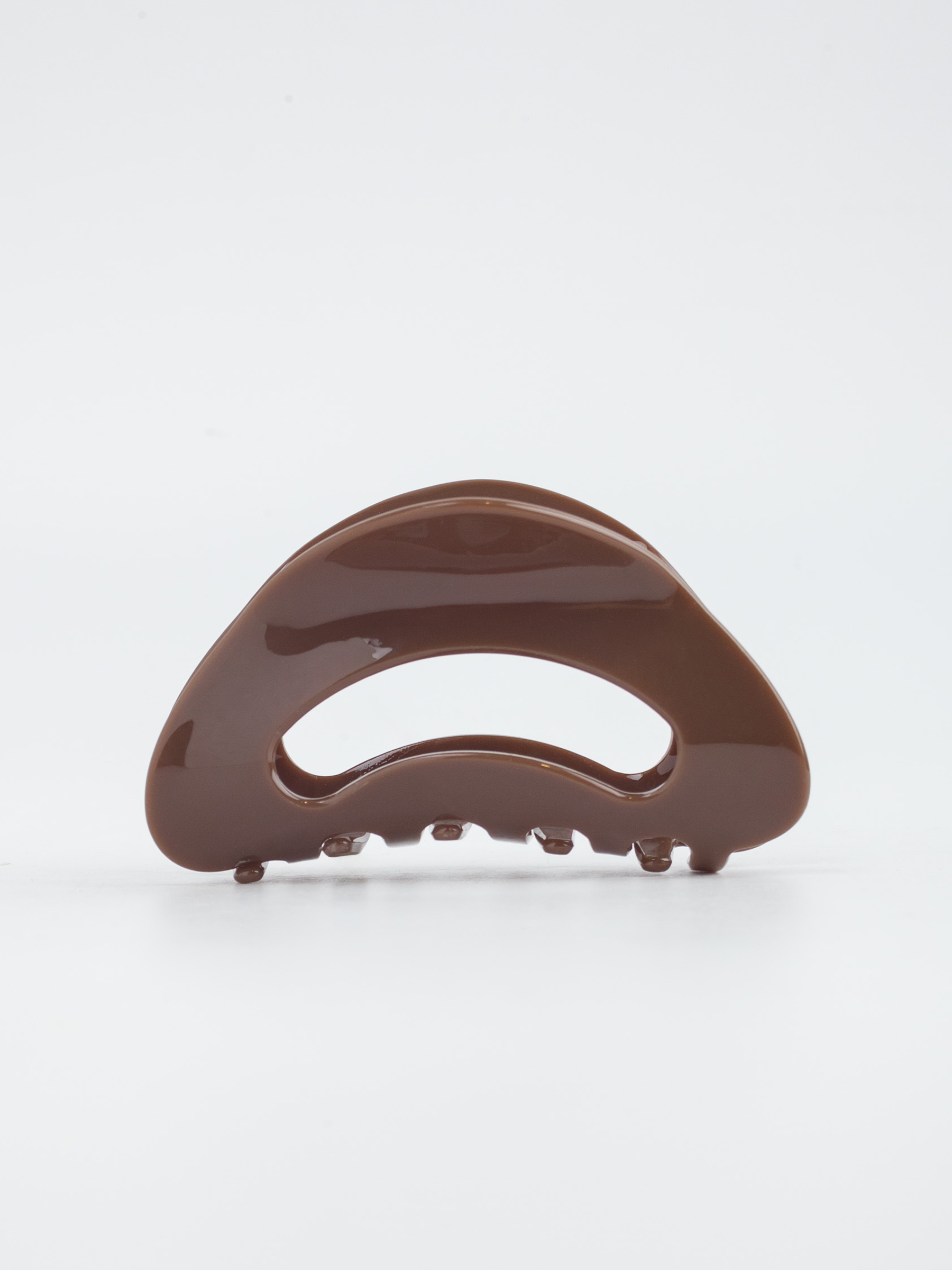 Hair clip, 9 cm, plastic / metal, brown, mother of pearl, Crab, Glam, image-1