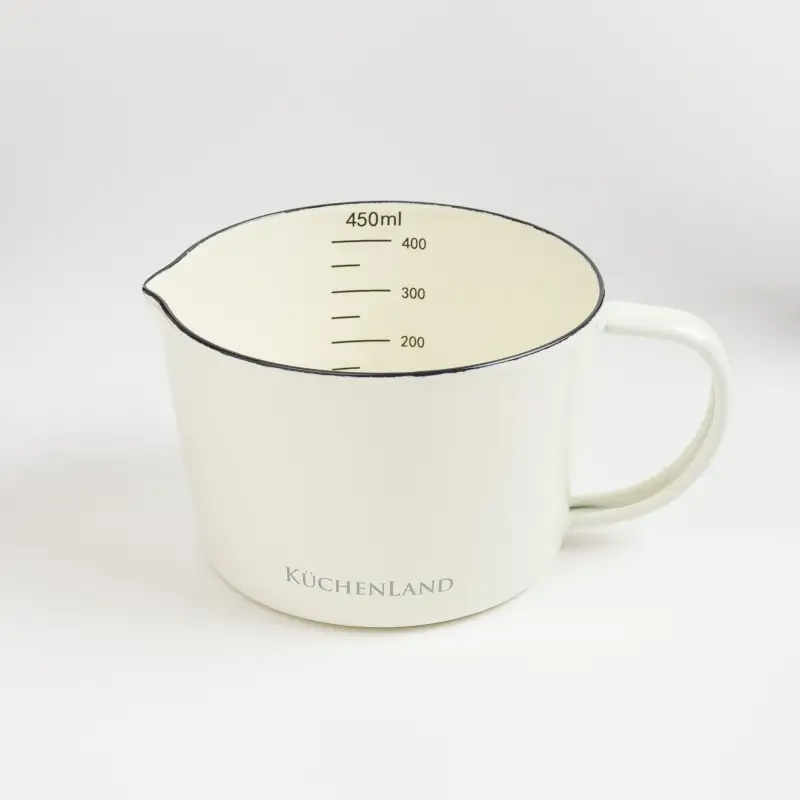 Measuring Mug, 500 ml, enameled metal, milk, Nostalgia ,image-0