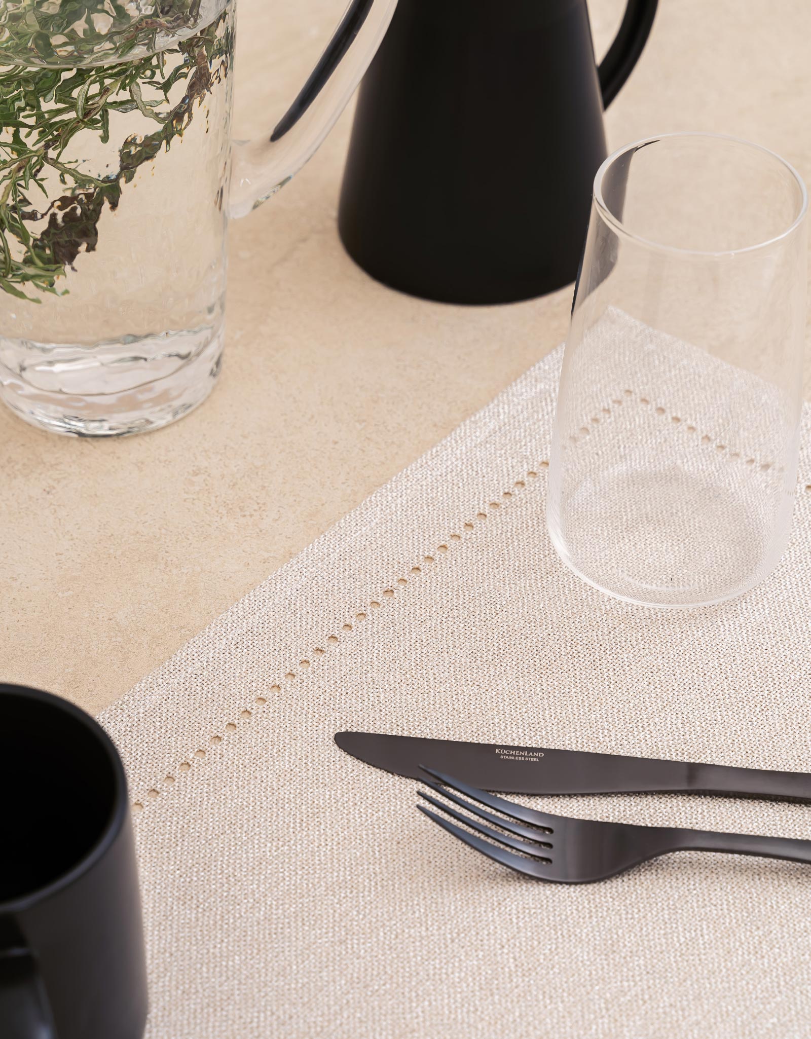 Napkin for appliances, 30x45 cm, polyester, rectangular, silver-cream, Hemstitch, image-3